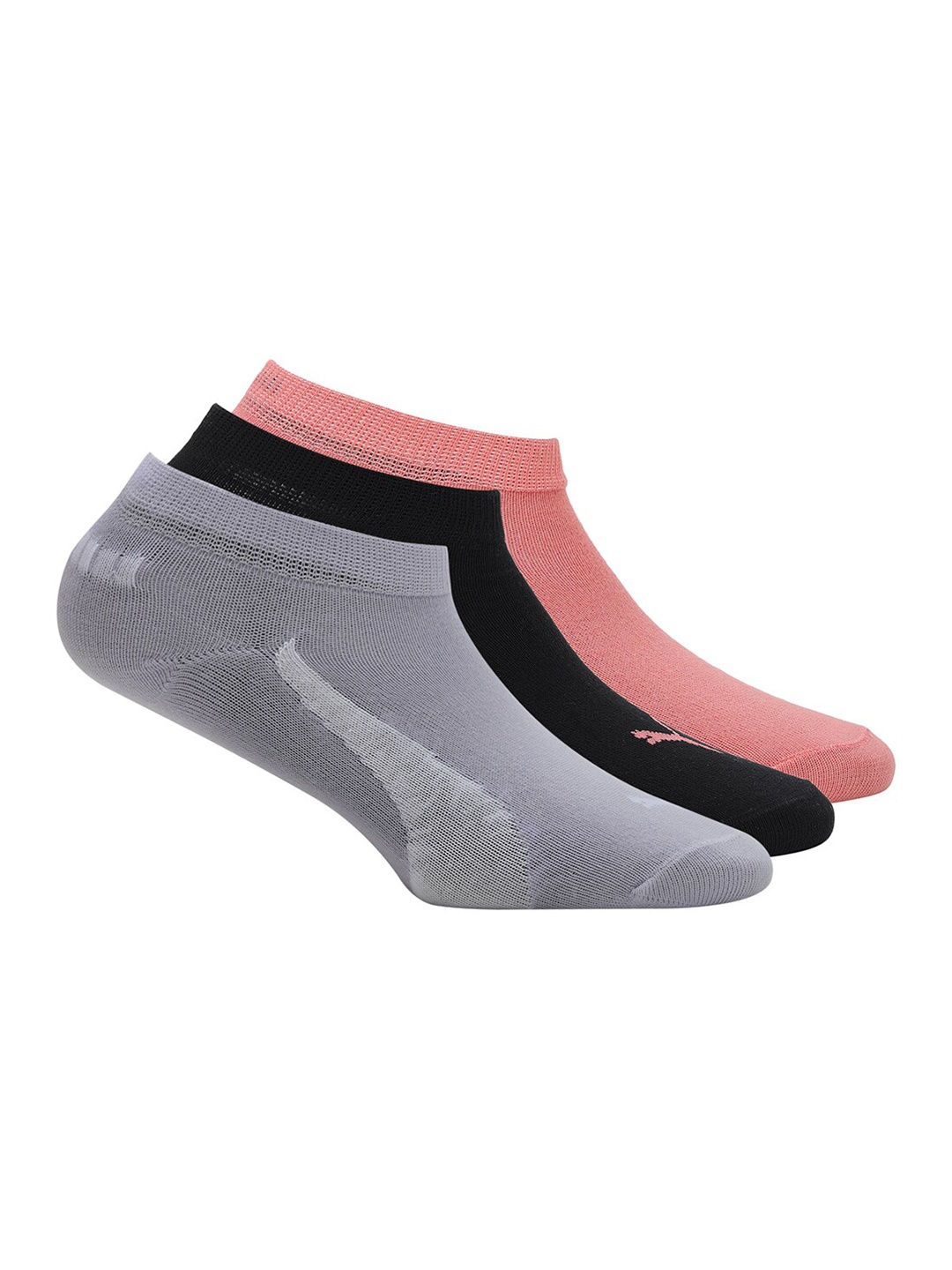 

PUMA Pack of 3 Black & Lavender Patterned Ankle Length Socks