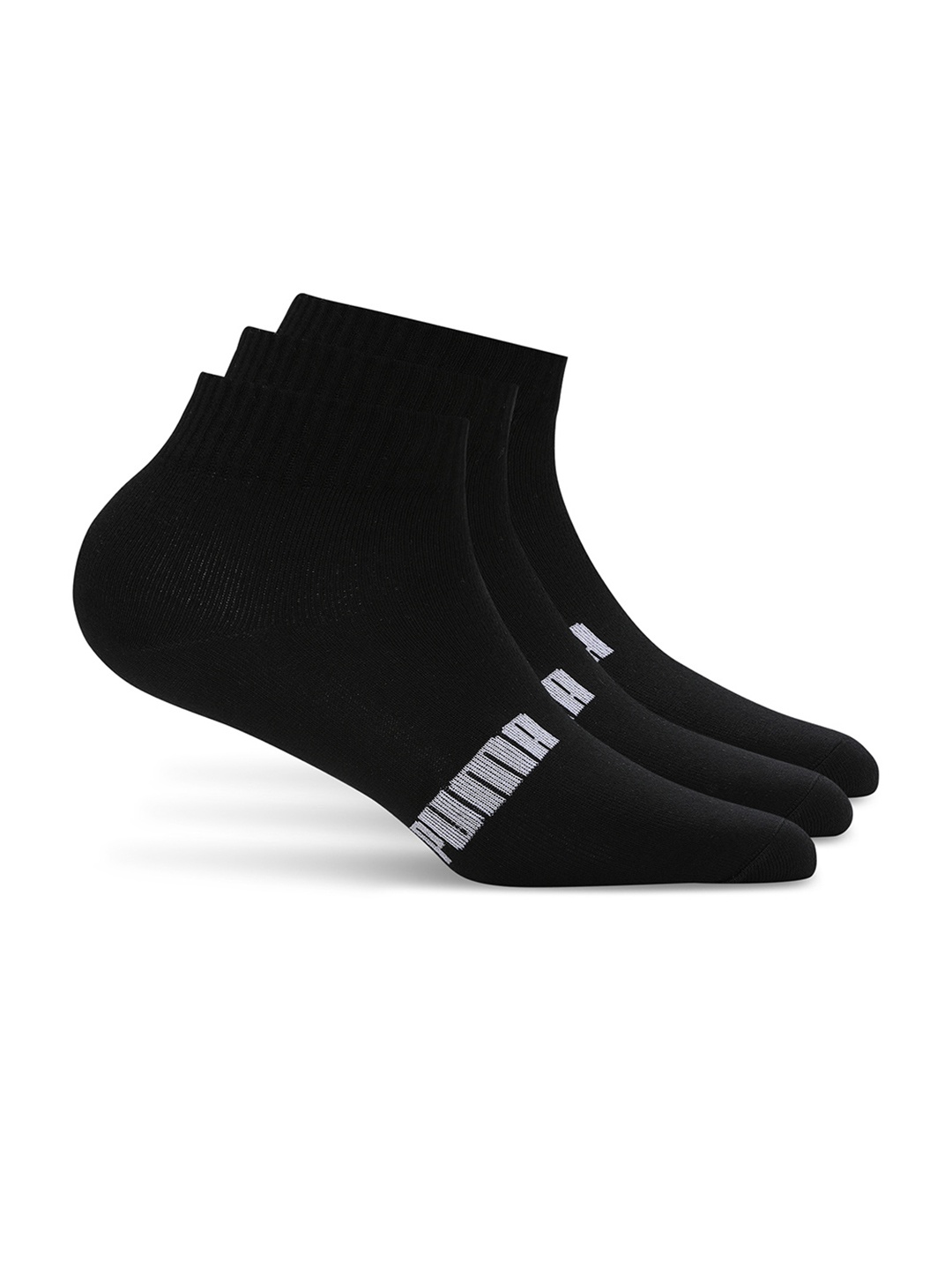 

Puma Set Of 3 Black Solid Cotton Above Ankle Length Socks