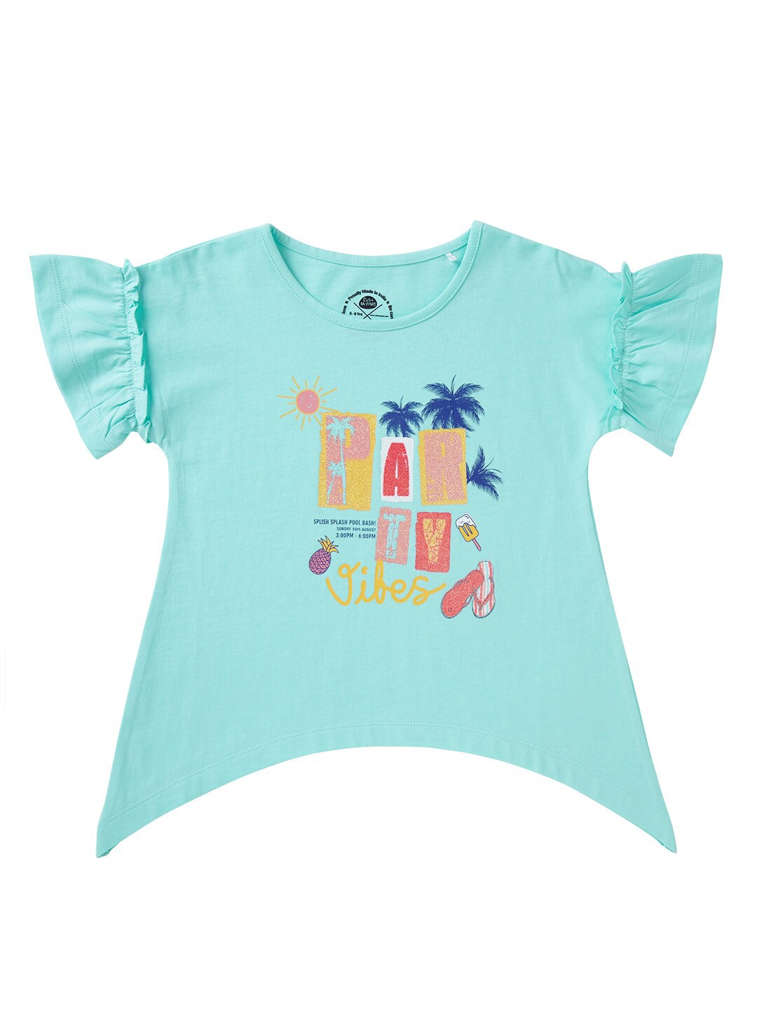 

Cub McPaws Girls Sea Green Printed T-shirt
