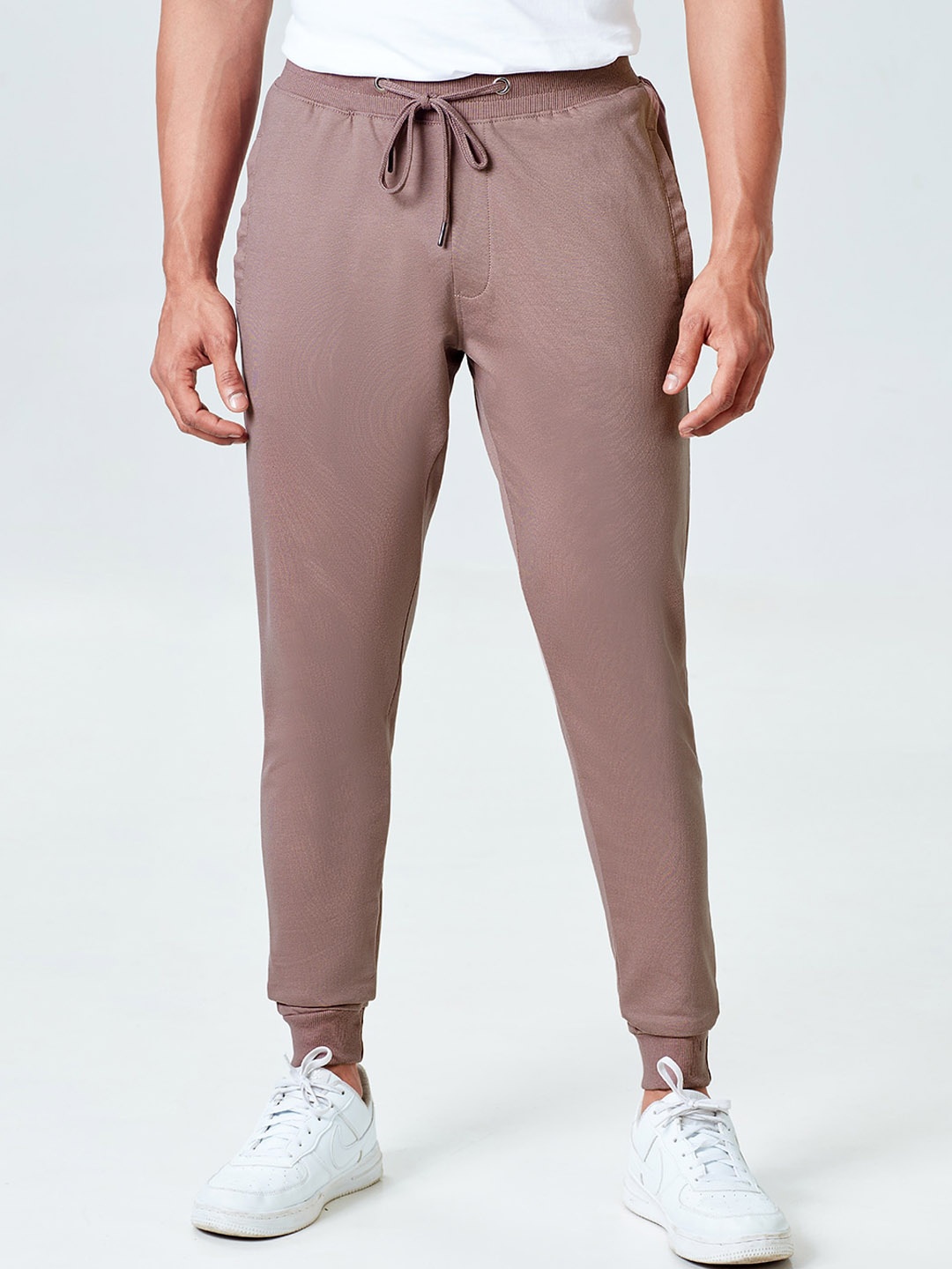 

The Souled Store Men Taupe Solid Cotton Joggers