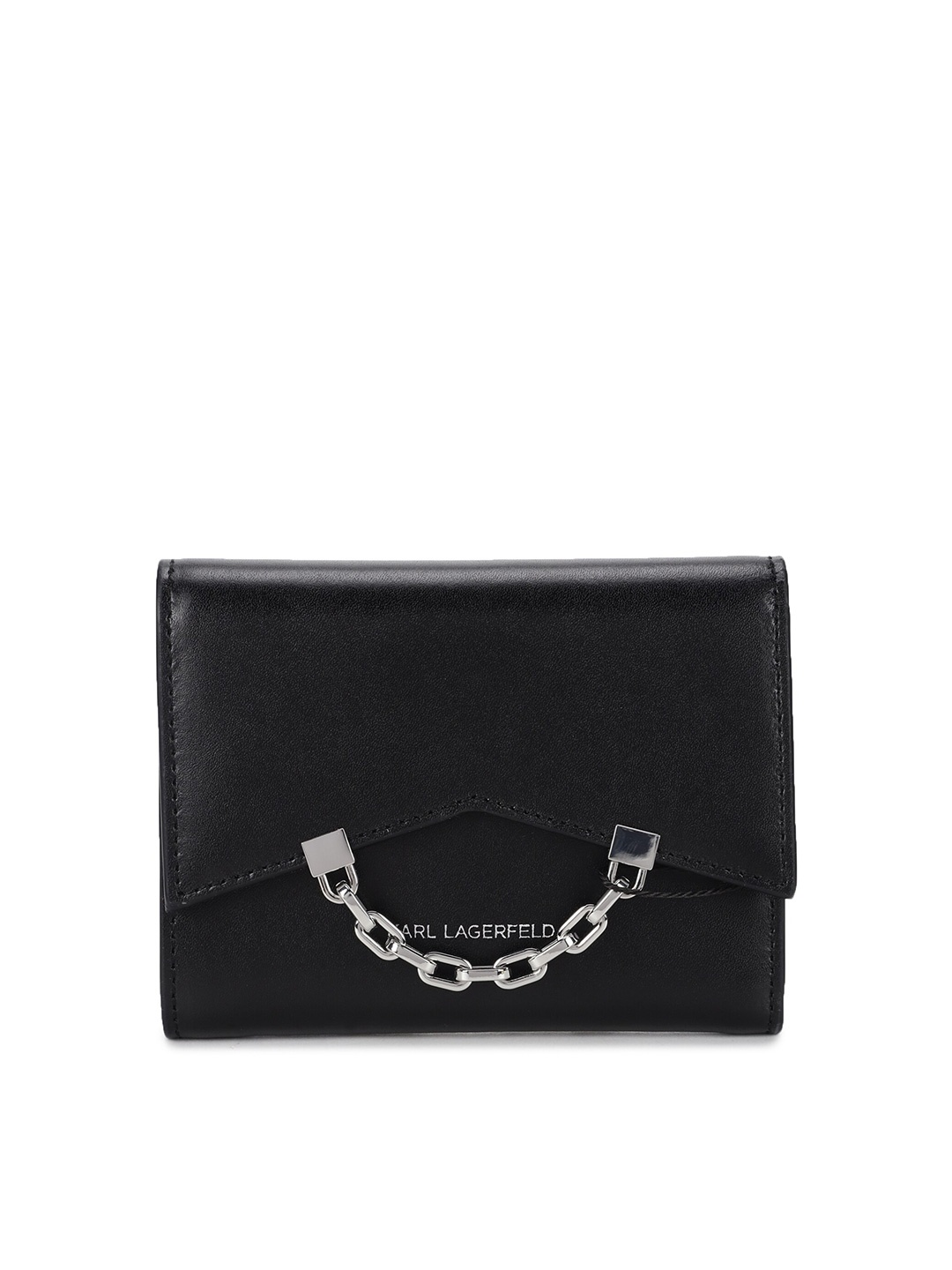 

Karl Lagerfeld Women Leather Three Fold Wallet, Black