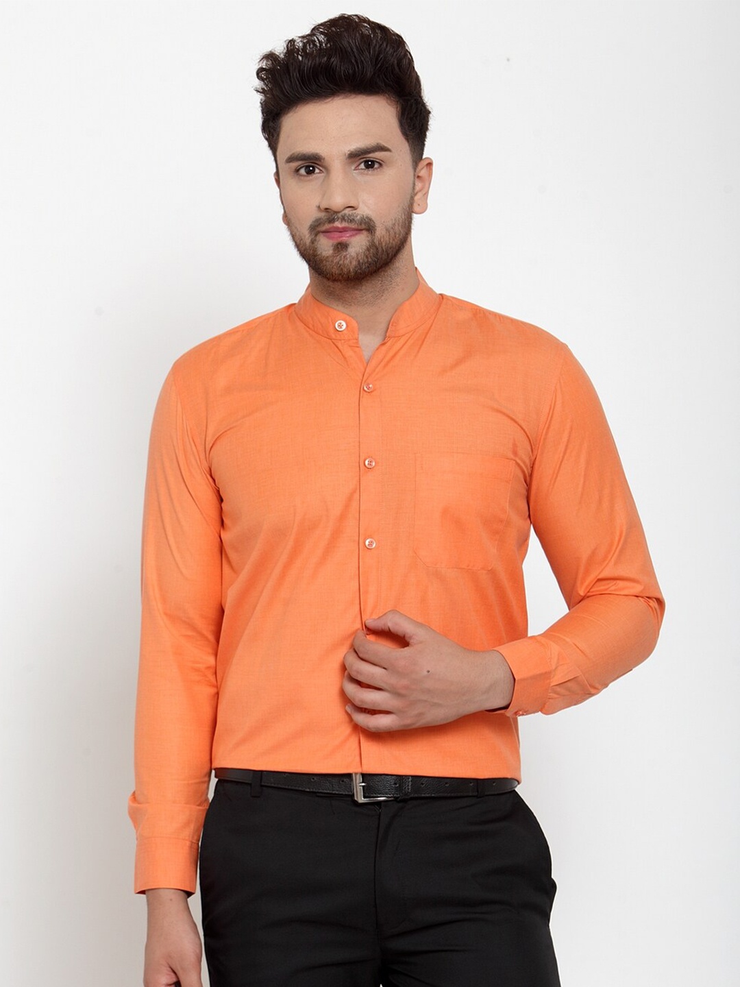 

JAINISH Men Orange Standard Formal Shirt