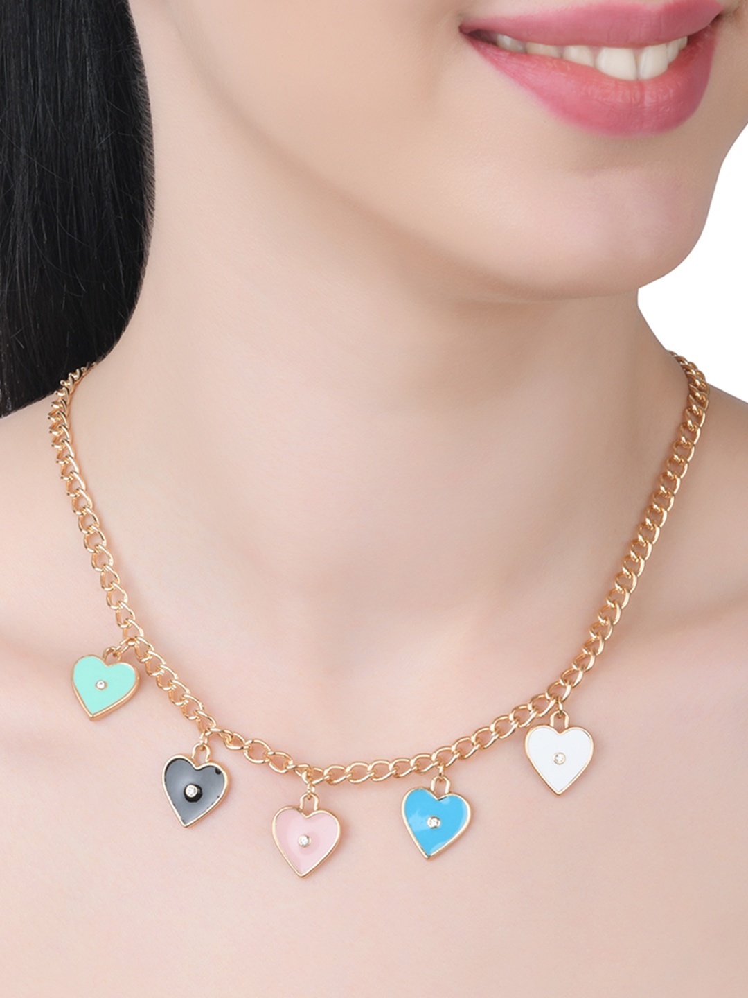 

Lilly & sparkle Gold-Plated & Blue Enamelled Heart Charm Jewellery Set