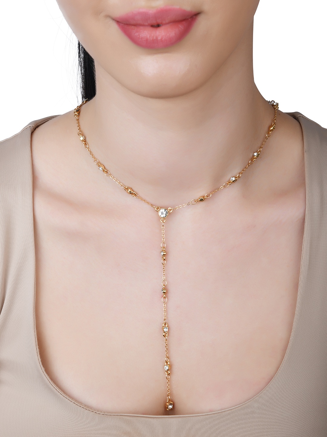 

Lilly & Sparkle Gold-Plated Crystal Studded Station Necklace With Bracelet