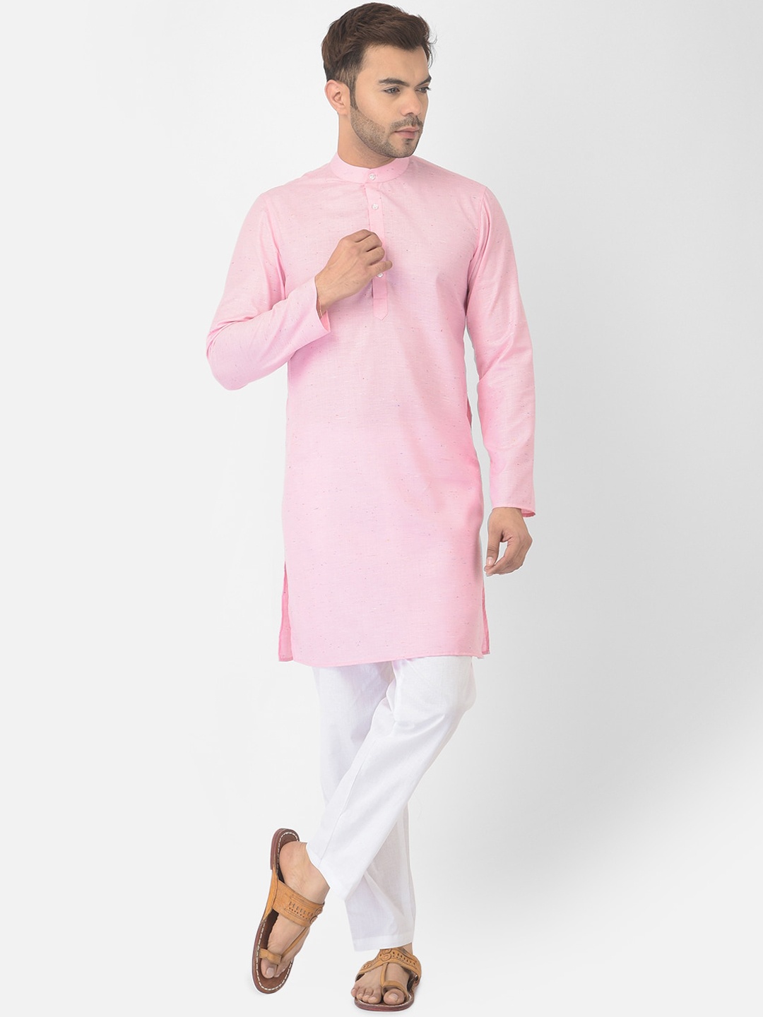 

DEYANN Men Pink Pure Cotton Kurta with Pyjamas