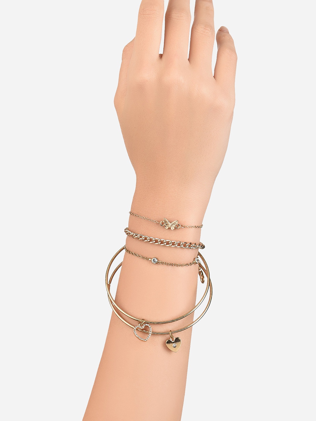 

Lilly & sparkle Women Set Of 3 Gold-Plated Charm Bracelet