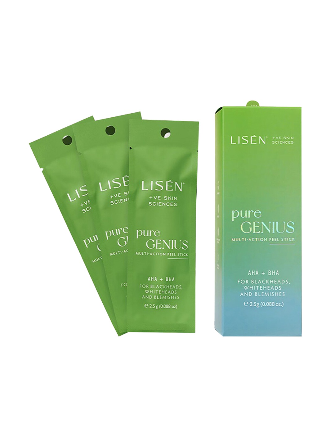 

LISEN Set of 3 Pure Genius Multi-Action Peeling Stick 2.5 g each, Green