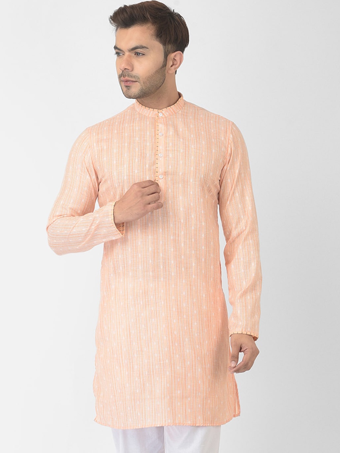 

DEYANN Men Orange Thread Work Kurta