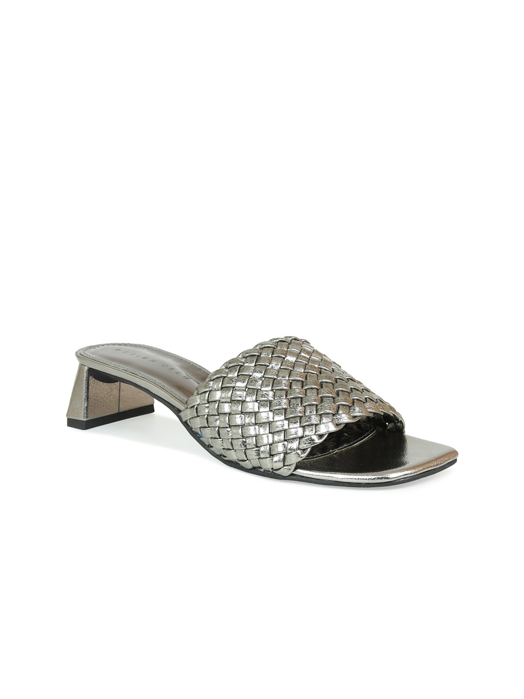

DESIGN CREW Silver-Toned Block Sandals