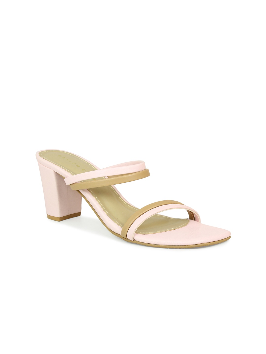 

DESIGN CREW Women Pink & Beige Colourblocked Block Heels