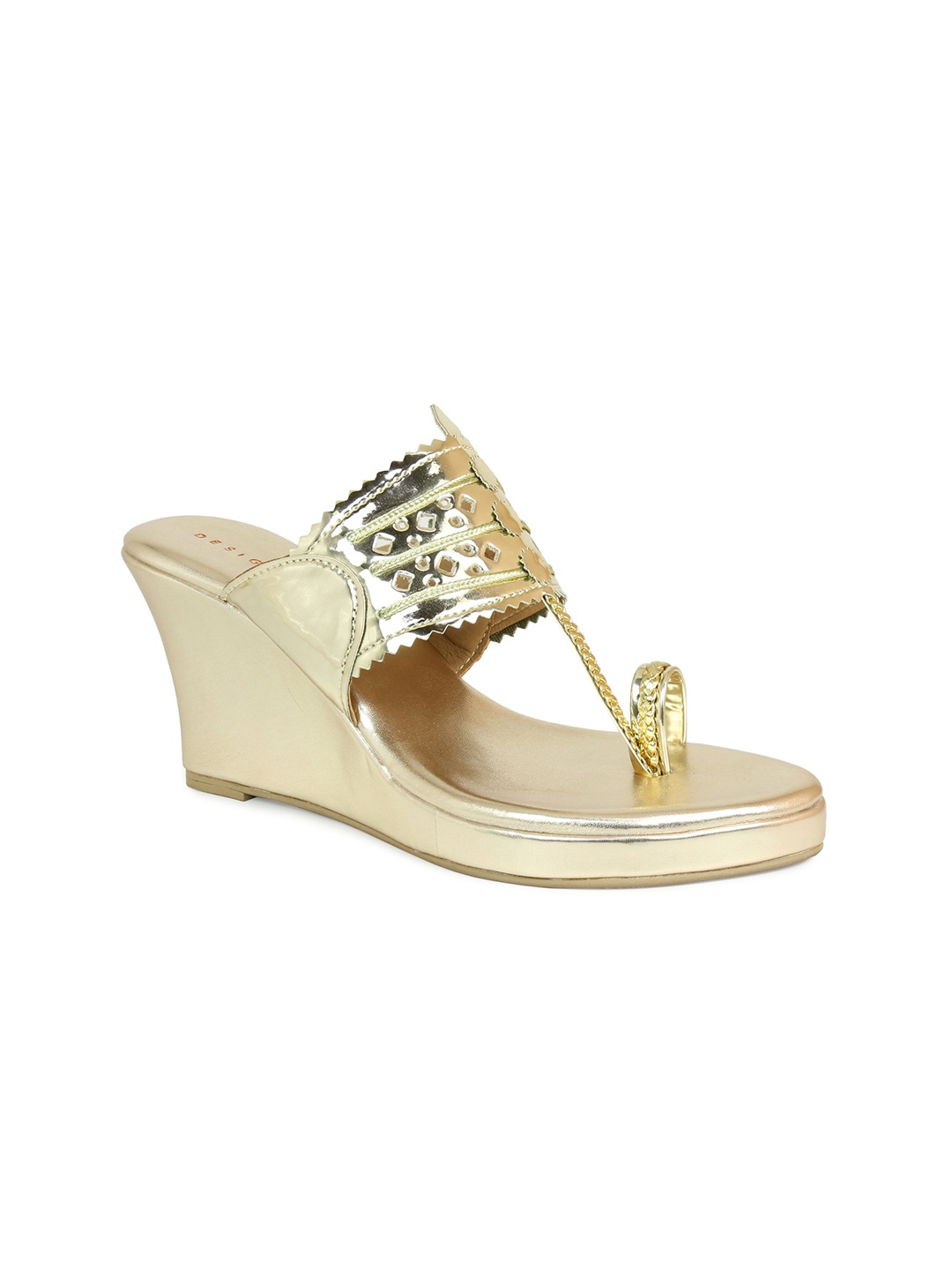 

DESIGN CREW Women Gold-Toned Wedge Heels