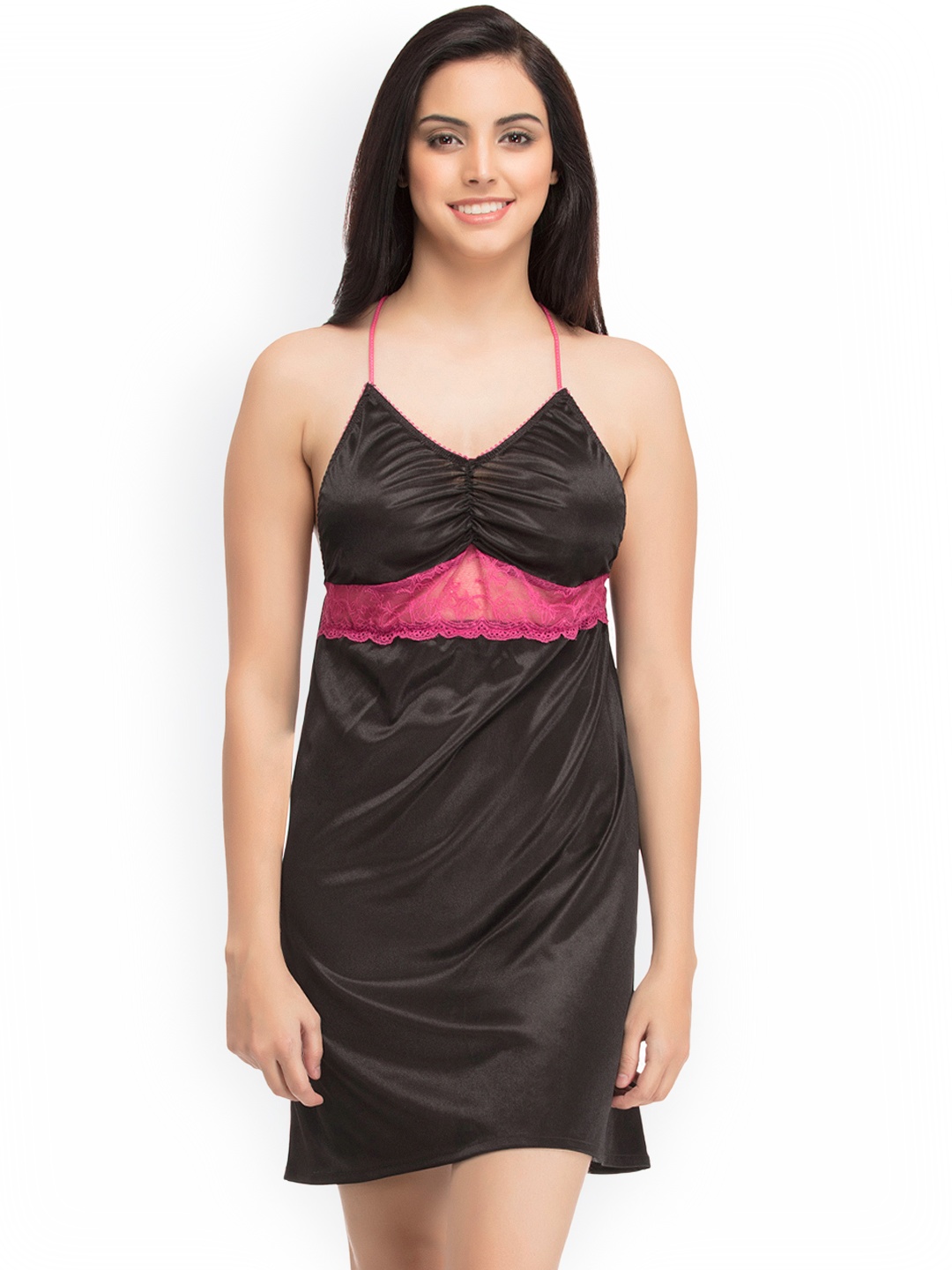 

Clovia Black Baby-Doll with Thongs NS0806P13