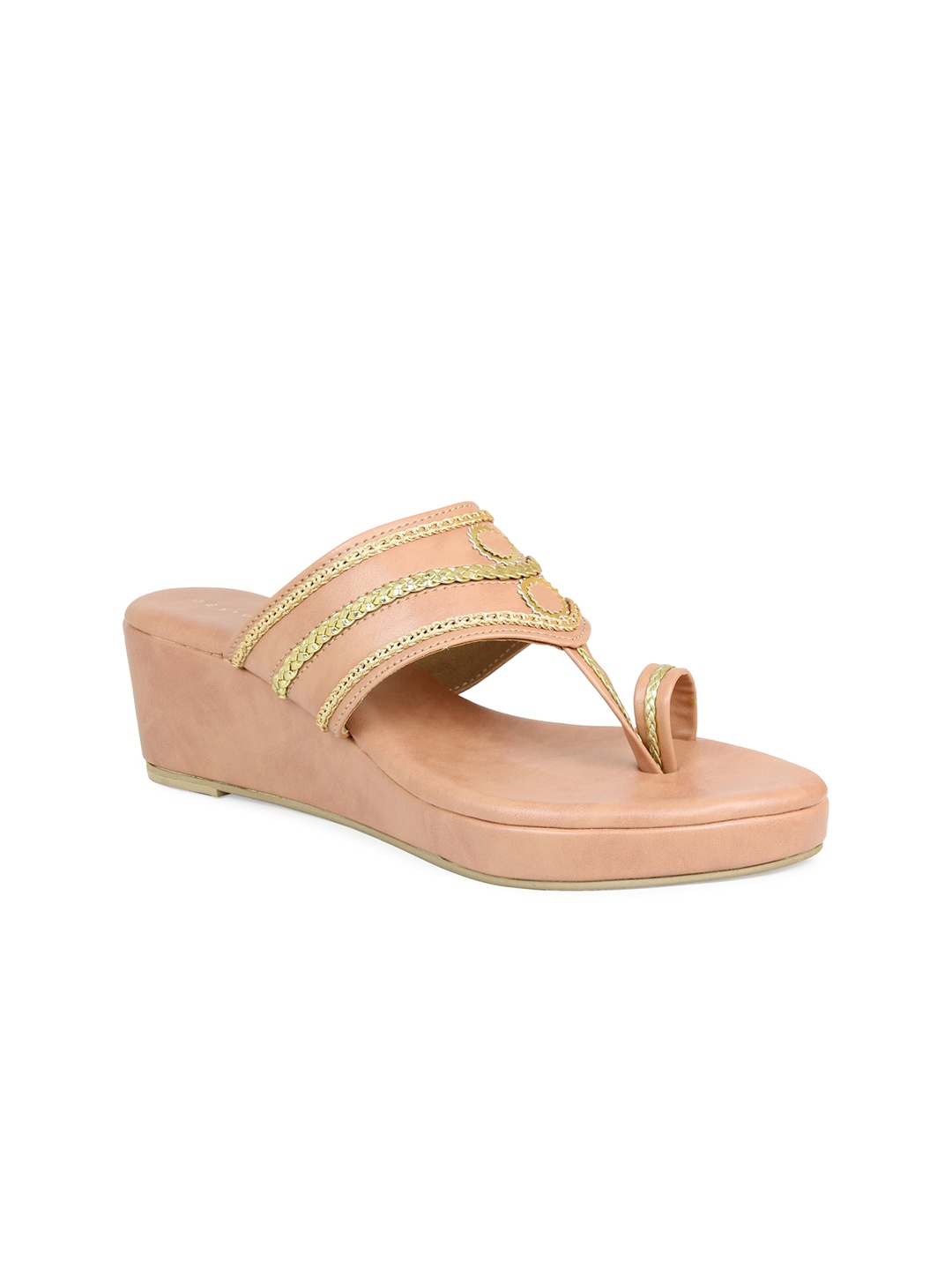 

DESIGN CREW Peach-Coloured Flatform Sandals