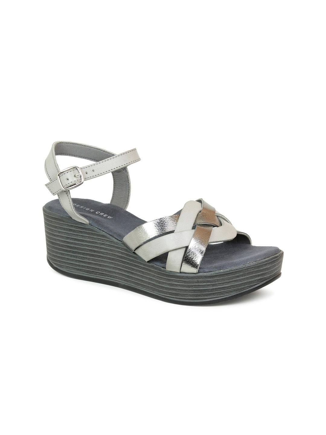 

DESIGN CREW Grey Wedge Heels with Buckles