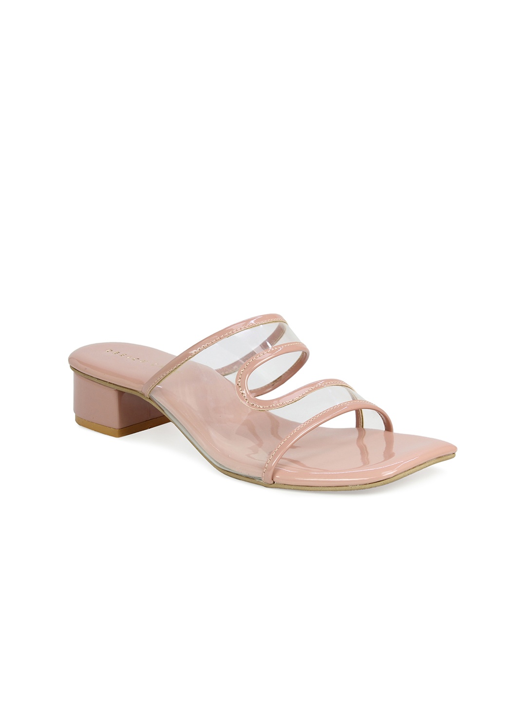

DESIGN CREW Women Peach-Coloured Embellished Block Heels