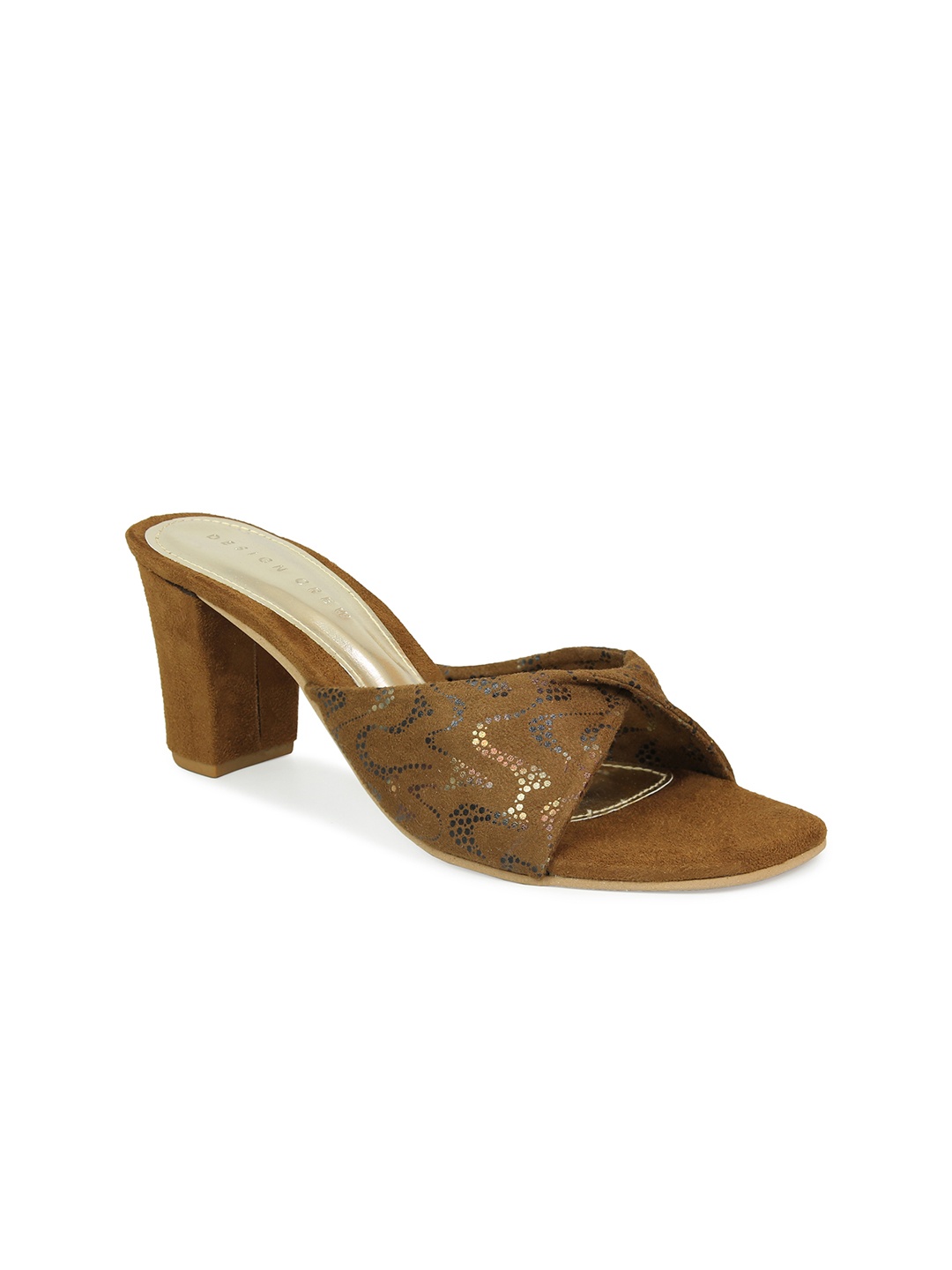 

DESIGN CREW Women Tan Brown Printed Block Heels
