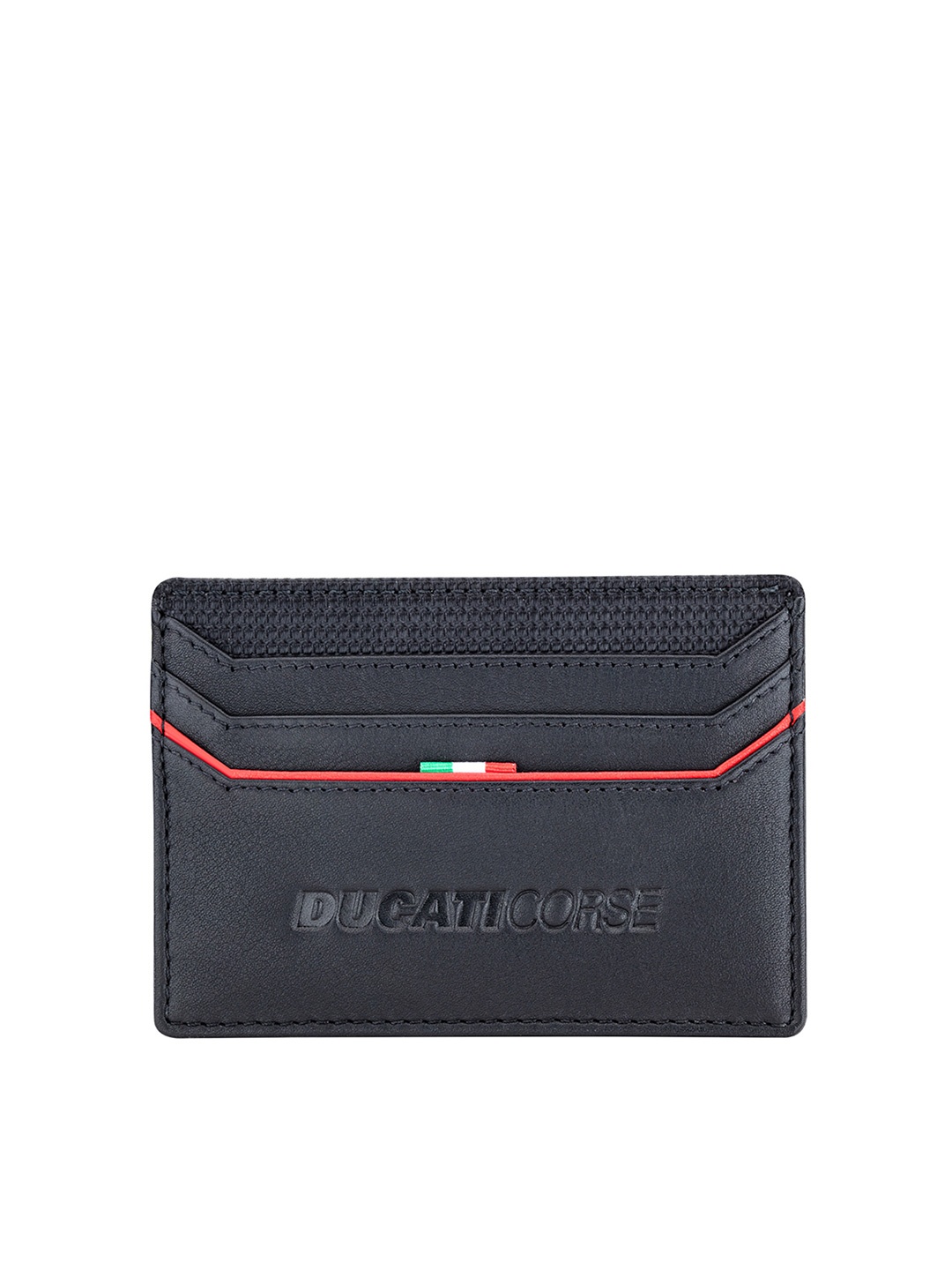 

DUCATI CORSE Men Black Leather Card Holder