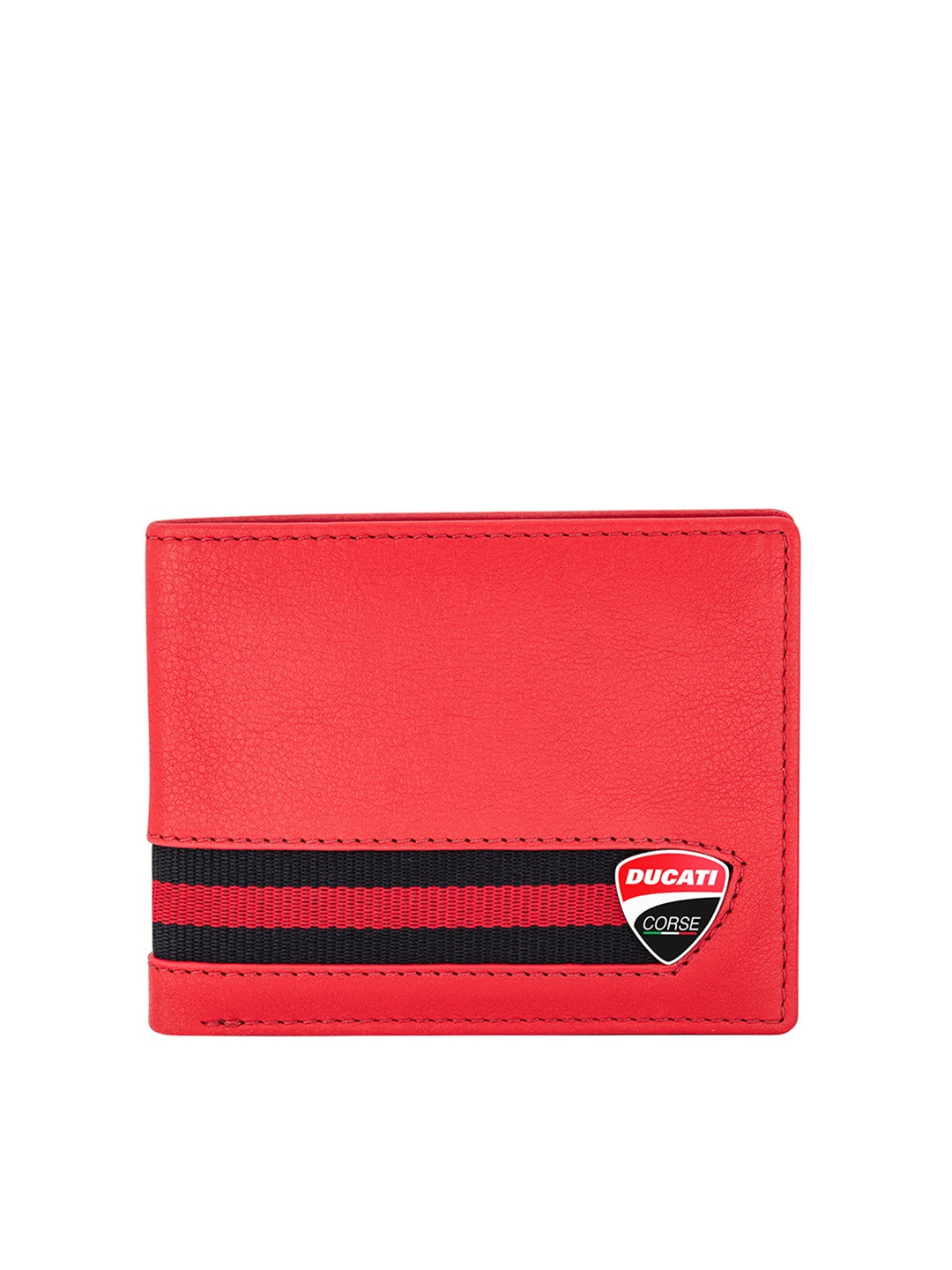 

DUCATI CORSE Men Red & Black Leather Two Fold Wallet
