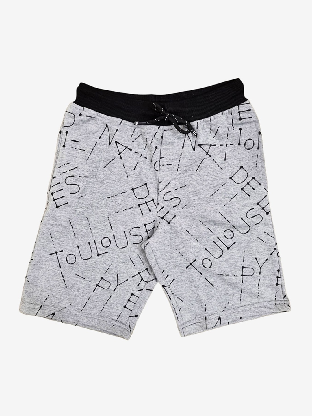 

Alan Jones Boys Grey Melange Printed Cotton Shorts