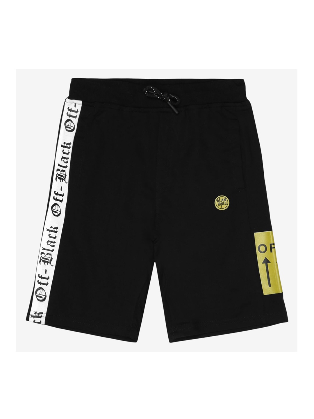 Alan Jones Boys Black Typography Printed Outdoor Shorts