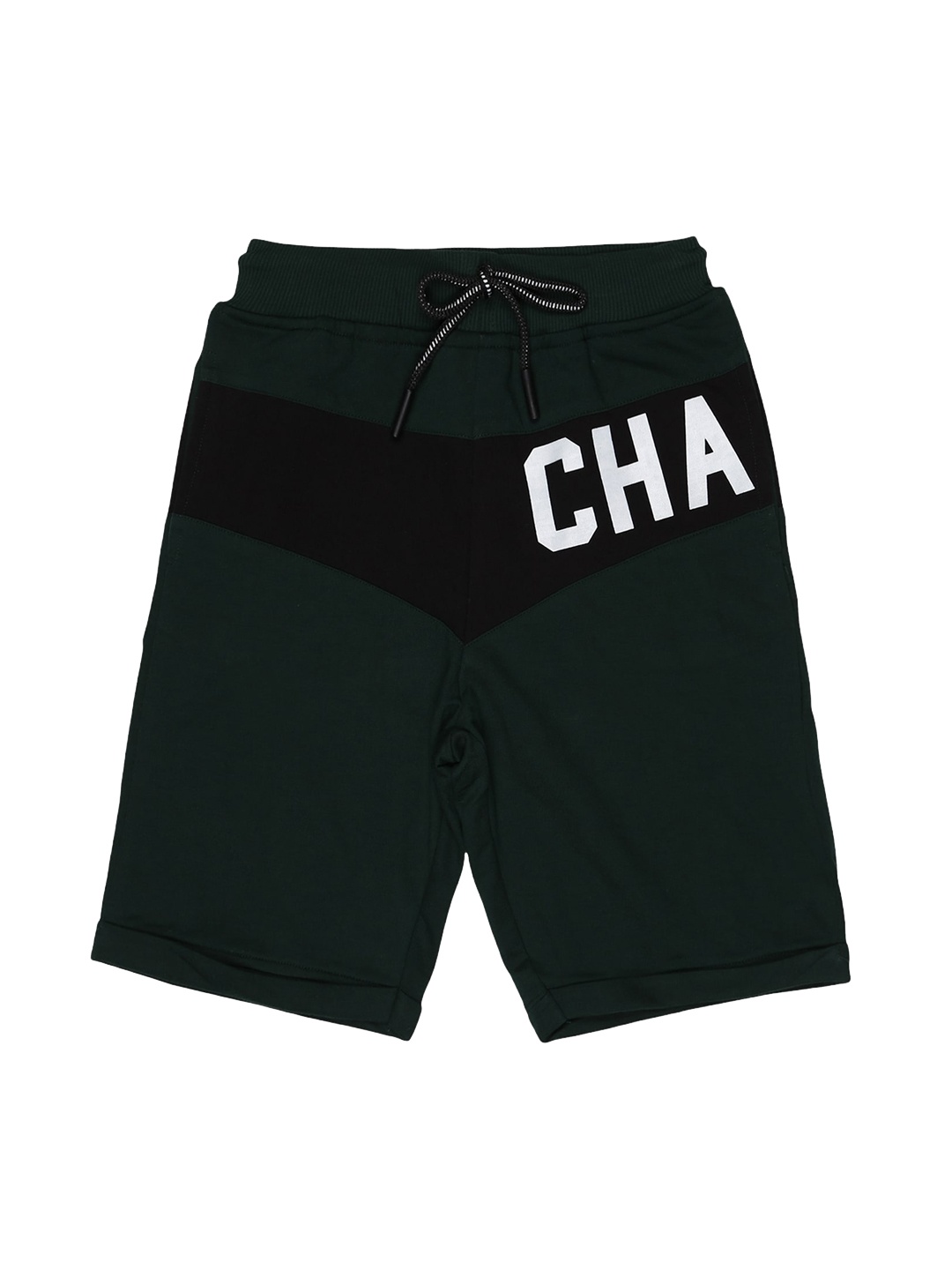 

Alan Jones Boys Green & White Printed Shorts