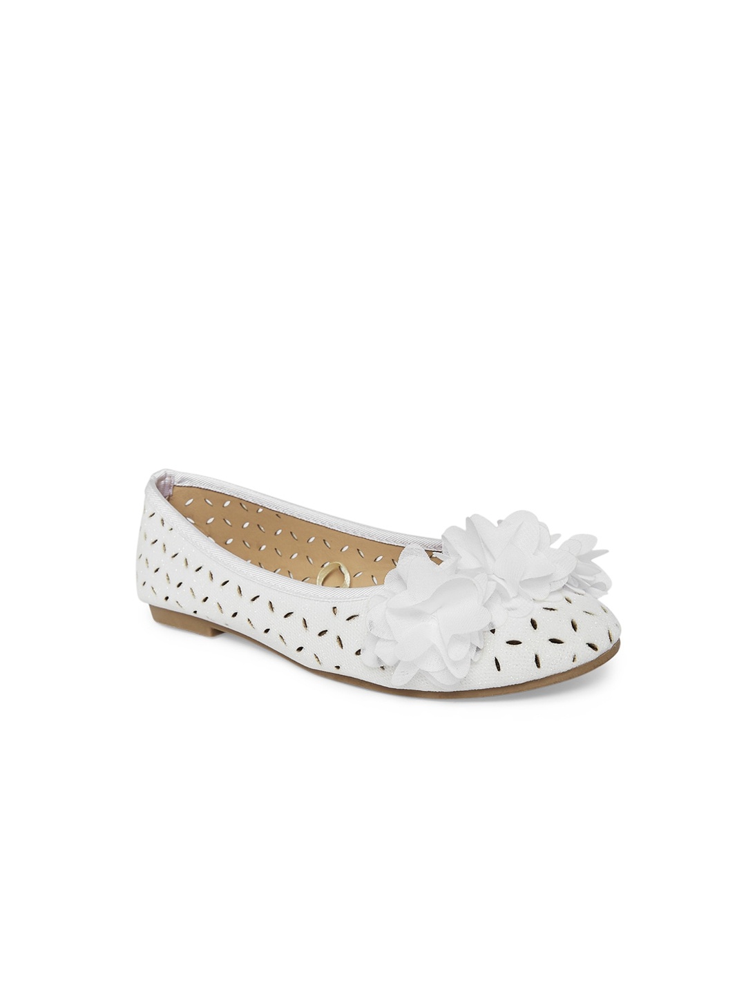 

Pantaloons Junior Girls White Embellished Ballerinas with Laser Cuts Flats