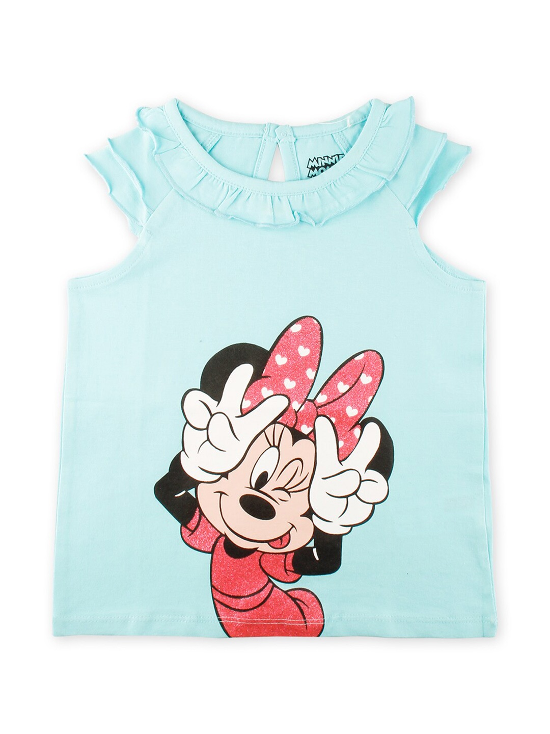 

Disney Girls Blue & Red Printed Cotton T-shirt
