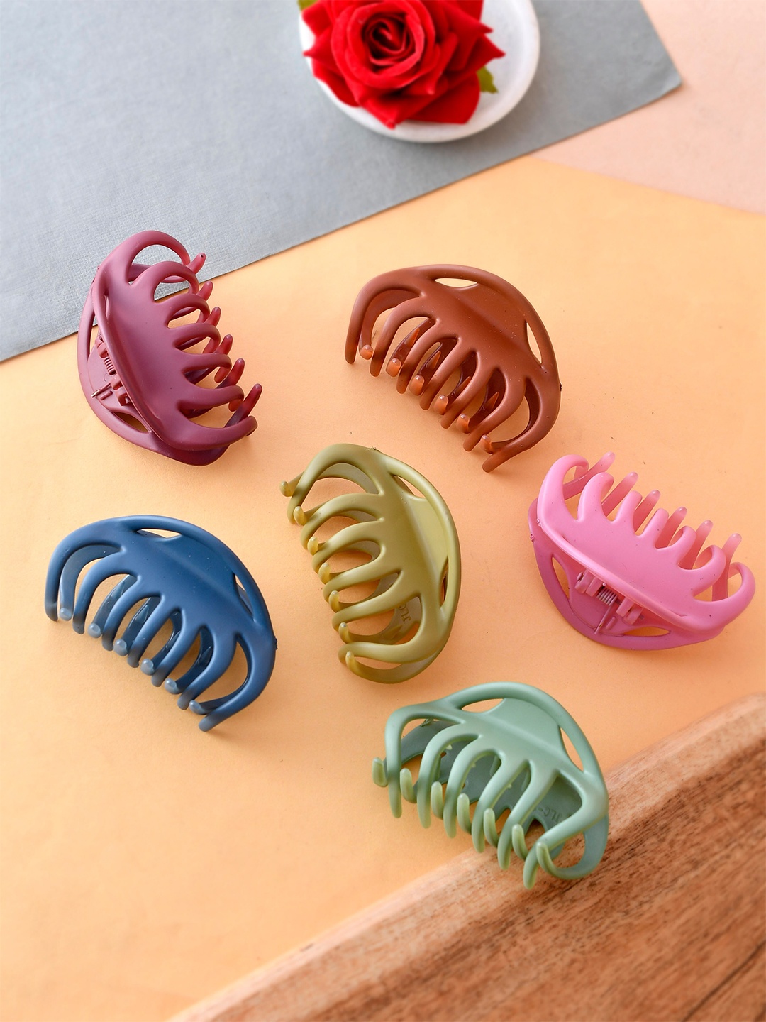 

Silvermerc Designs Women Set Of 6 Solid Claw Clips, Blue