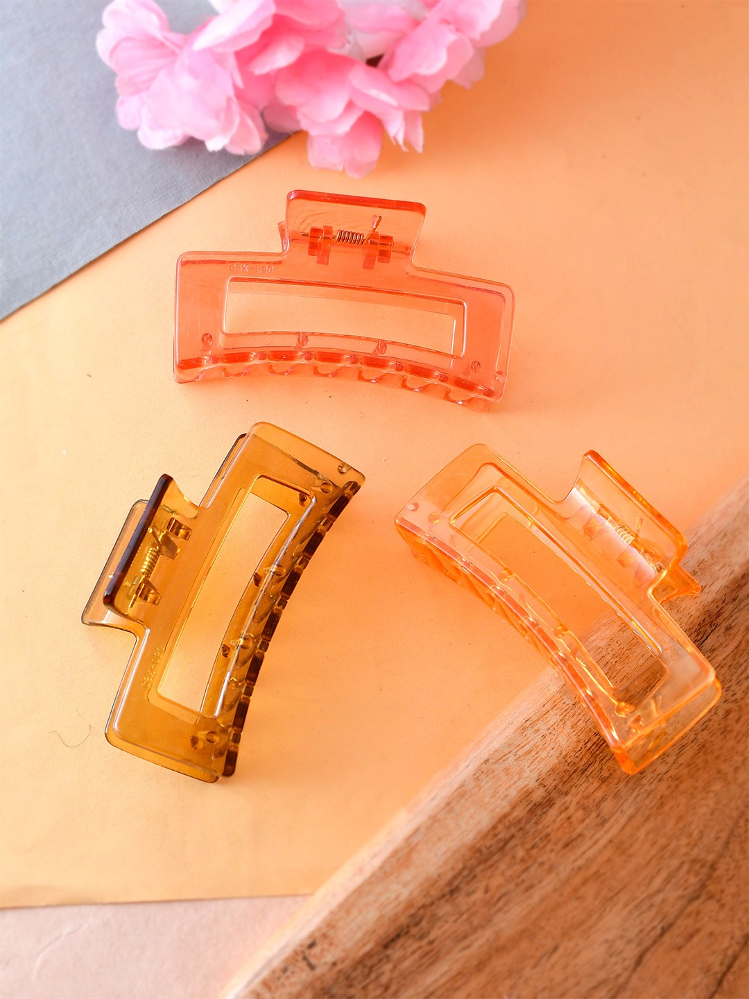 

Silvermerc Designs Women Orange & Mustard Set of 3 Claw Clip