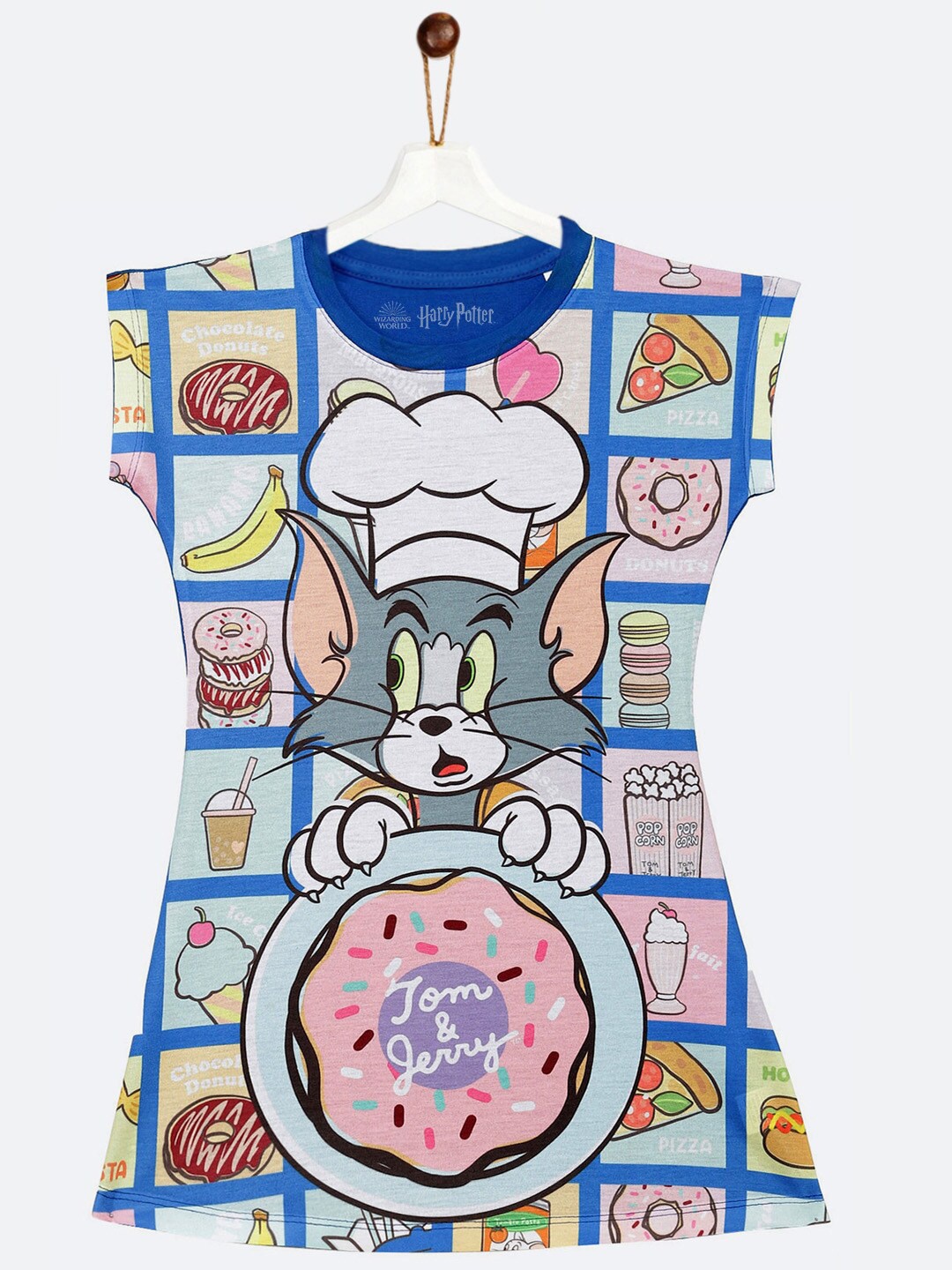 

YK Warner Bros Girls Blue Tom & Jerry Print T-shirt Dress