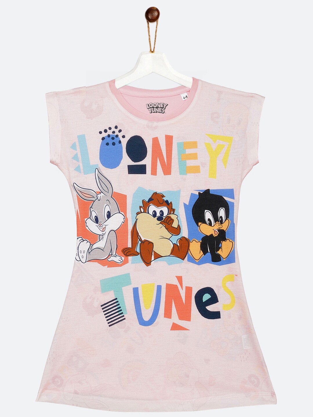 

YK Warner Bros Girls Pink Loony Tunes Print T-shirt Dress