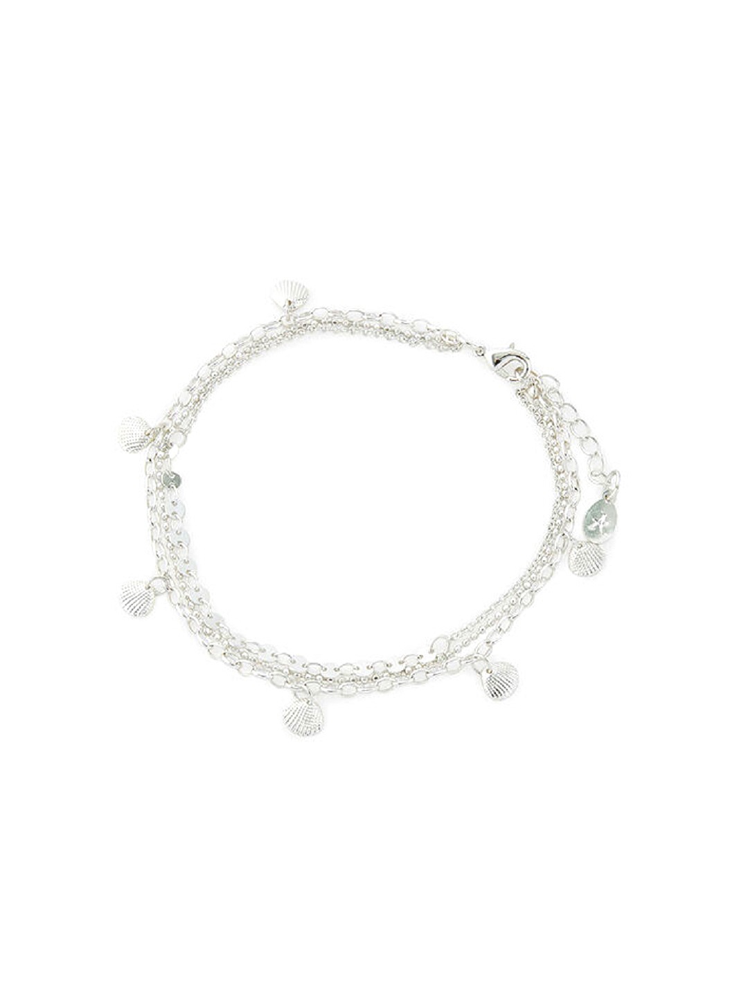 

Accessorize London Women Set of 3 Charmy Shell Anklets, Silver