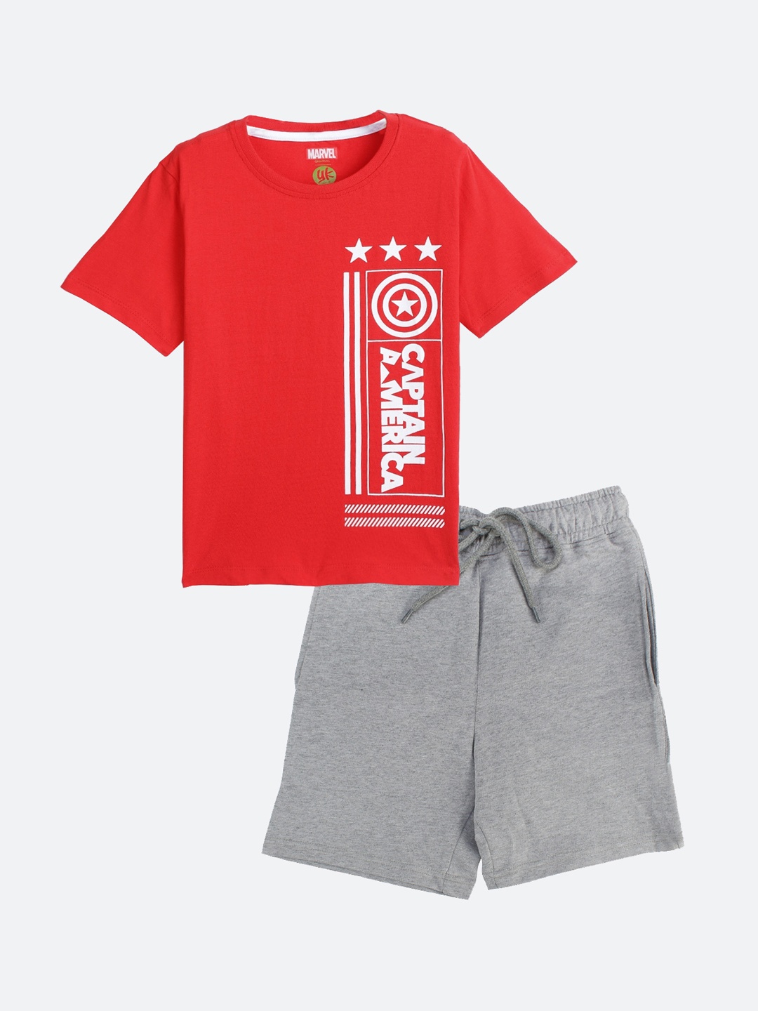 

YK Marvel Boys Red & Grey Printed T-shirt with Shorts