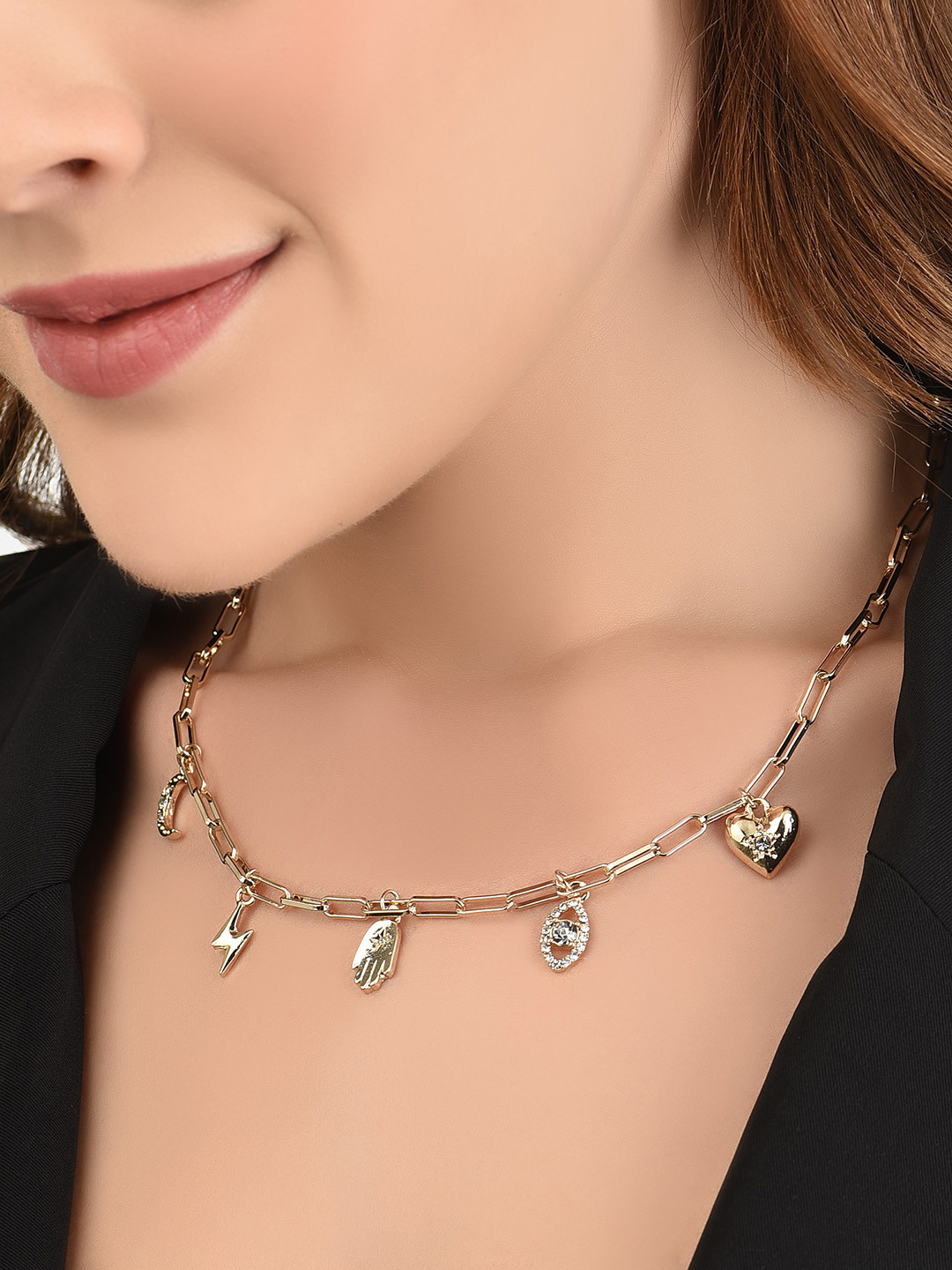 

Lilly & sparkle Gold-Plated & White Studded Necklace