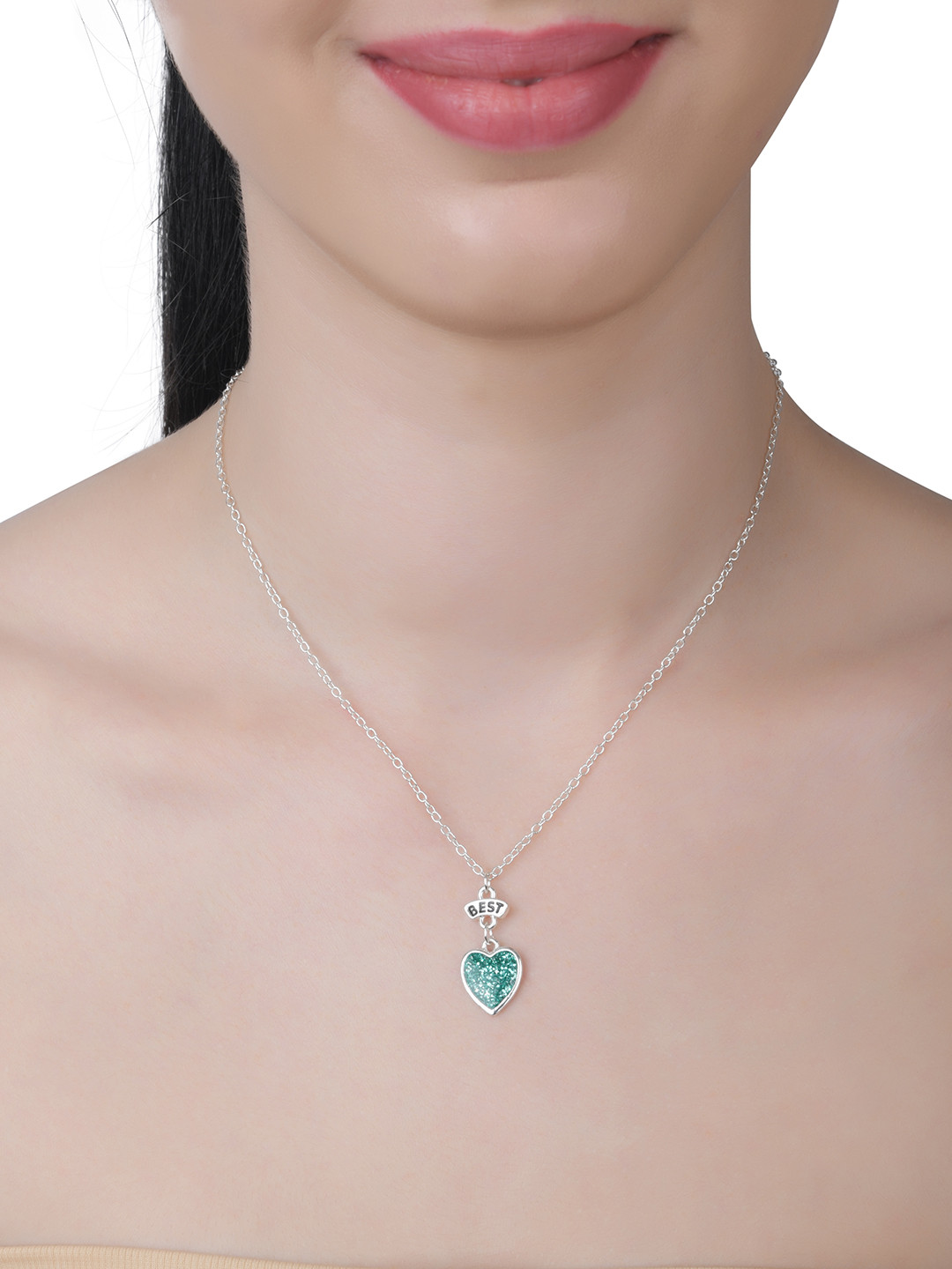 

Lilly & sparkle Silver-Toned & Green Silver-Plated Chain