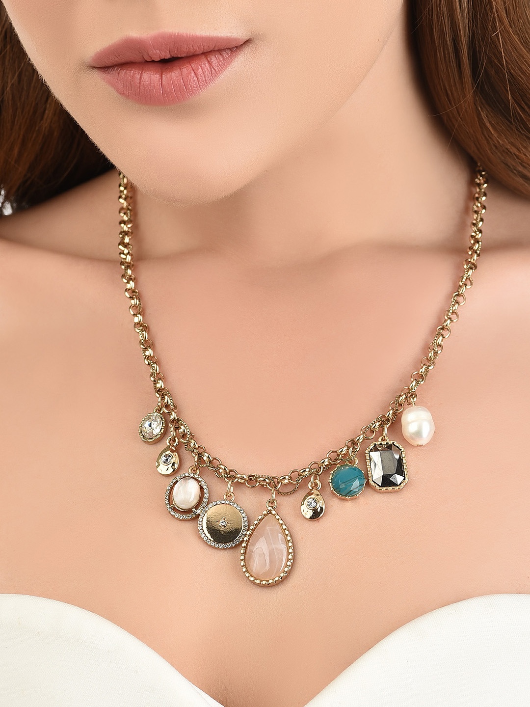 

Lilly & sparkle Gold-Plated & Blue Gold-Plated Enamelled Necklace