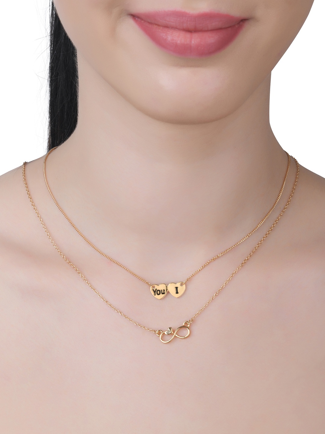 

Lilly & sparkle White & Gold-Toned & Plated Layered Necklace