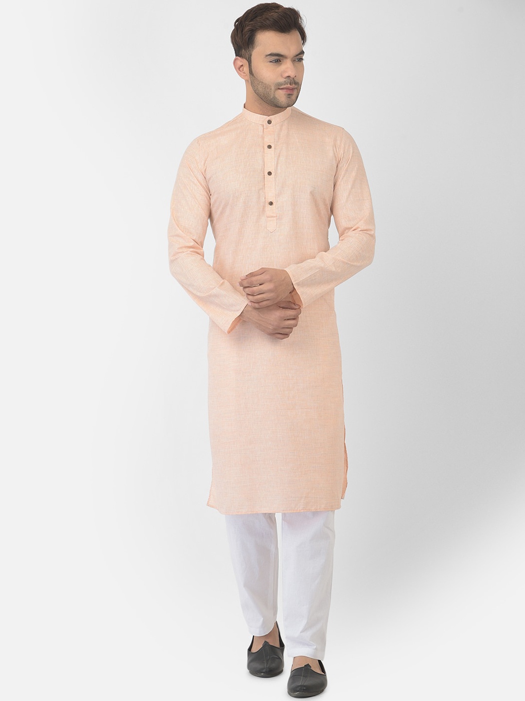 

DEYANN Men Orange Pure Cotton Kurta with Pyjamas