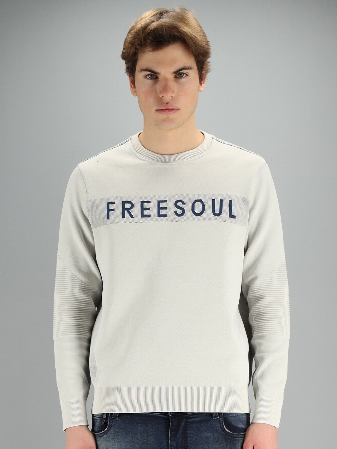 

FREESOUL Men Off White Printed Sweatshirt