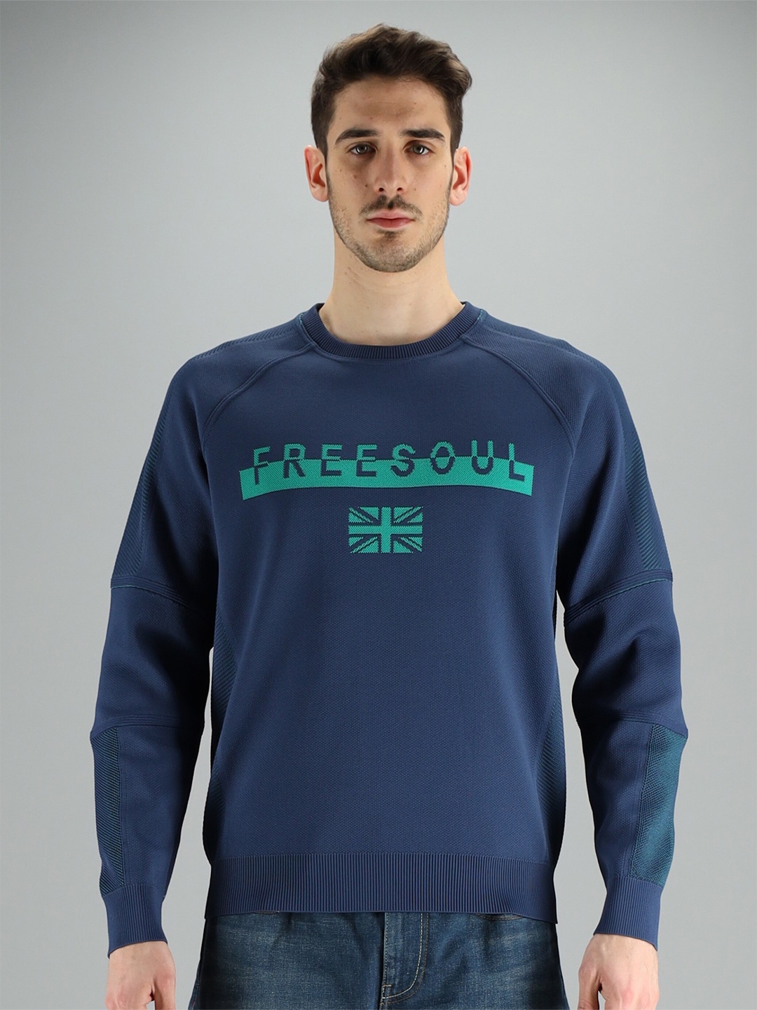 

FREESOUL Men Blue Printed Sweatshirt