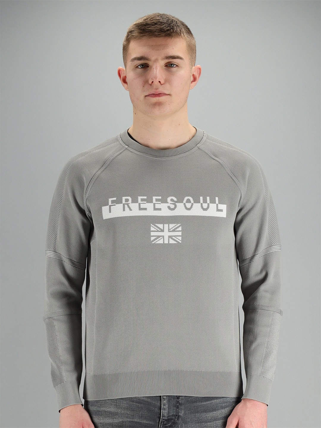 

FREESOUL Men Grey Sweatshirt