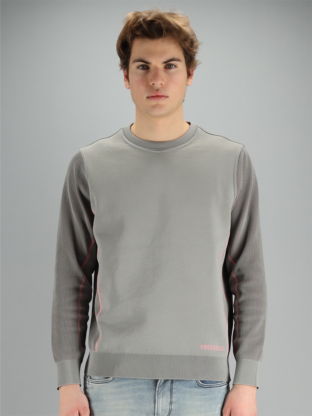 

FREESOUL Men Grey Sweatshirt