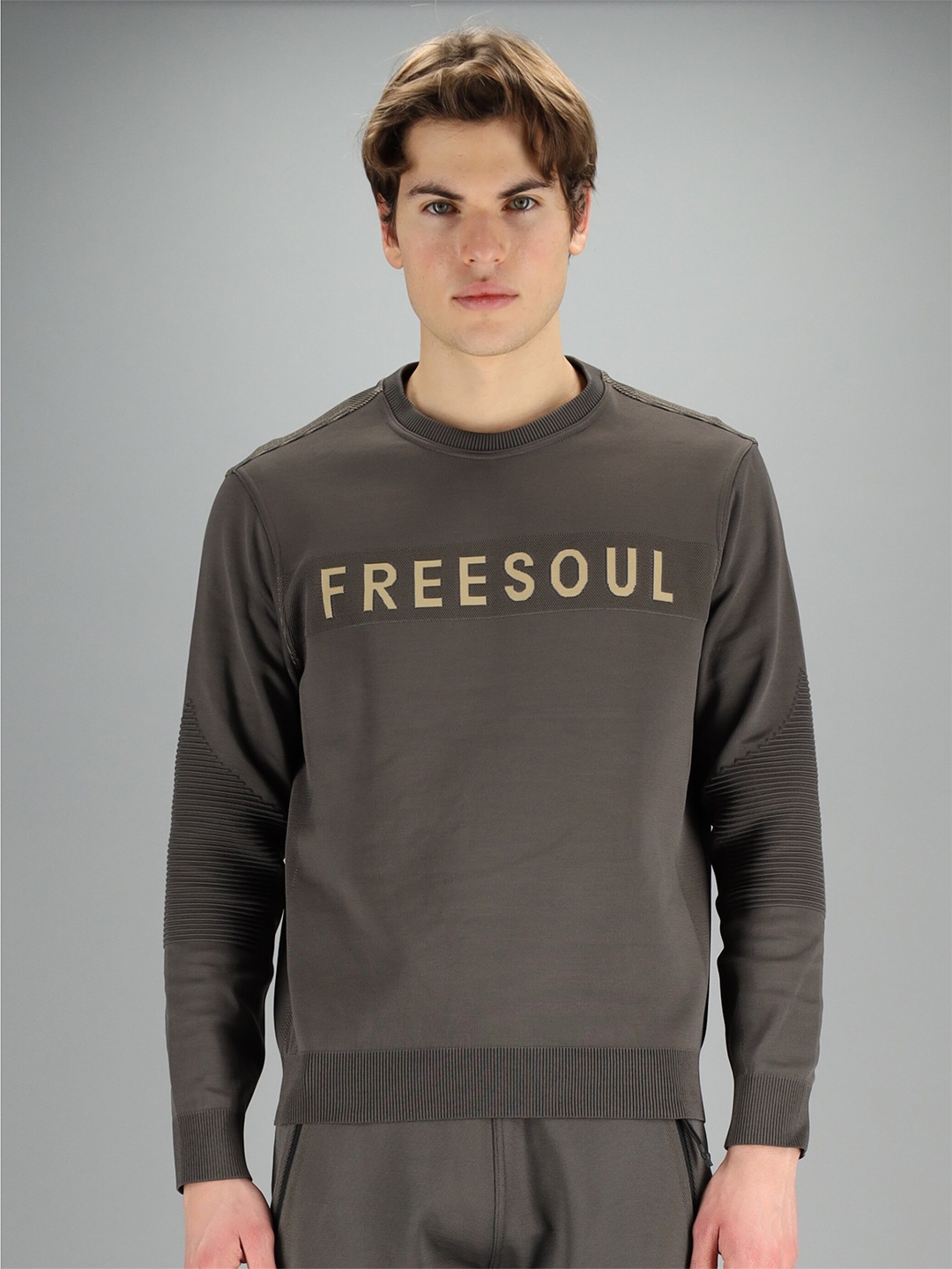 

FREESOUL Men Grey Printed Sweatshirt