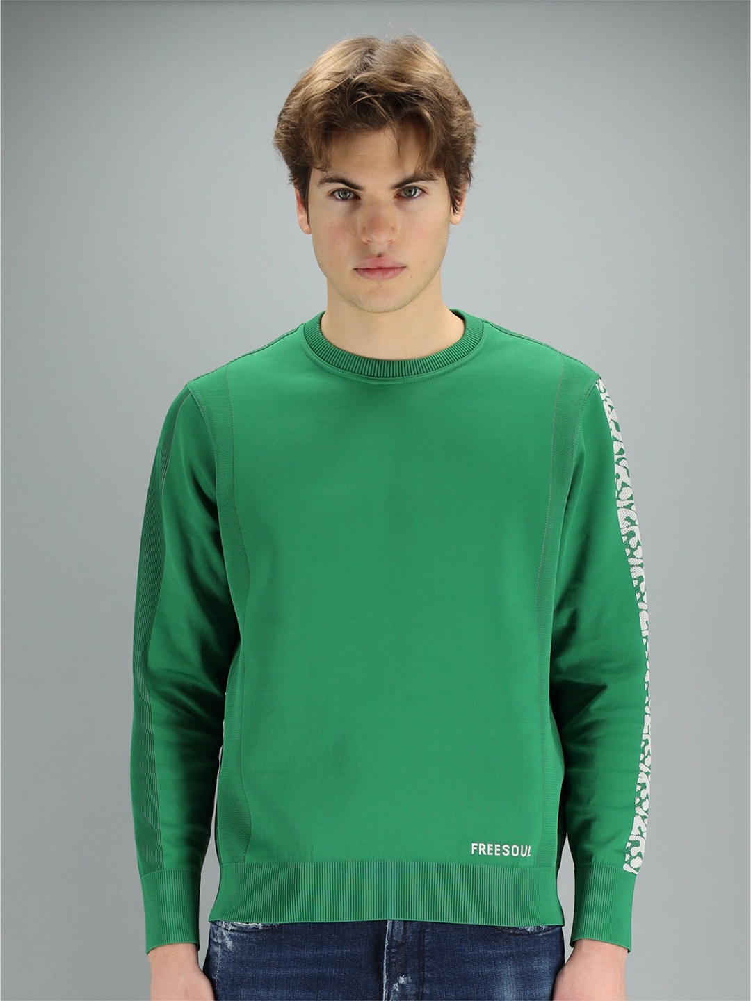 

FREESOUL Men Green Printed Sweatshirt