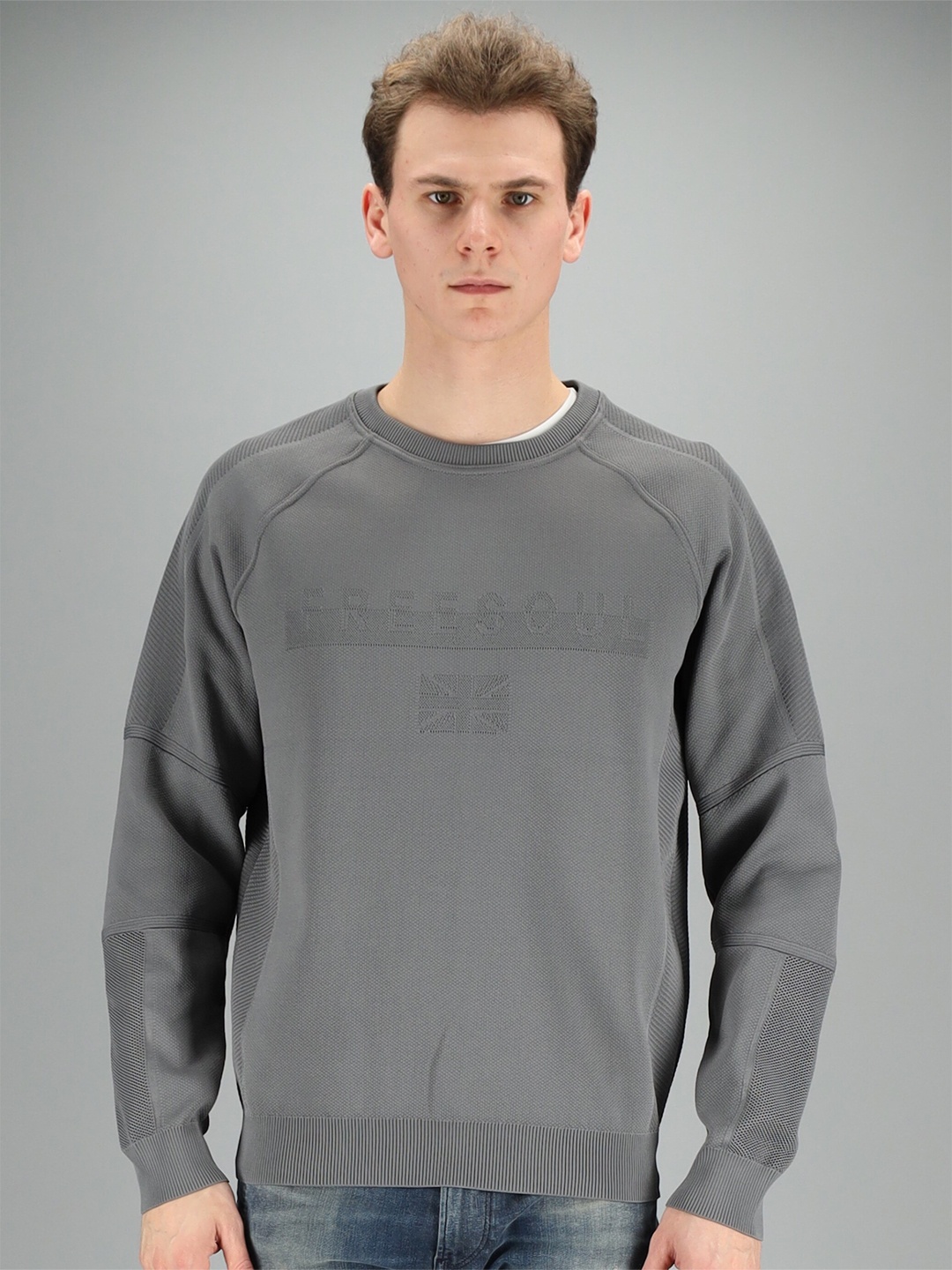 

FREESOUL Men Grey Sweatshirt