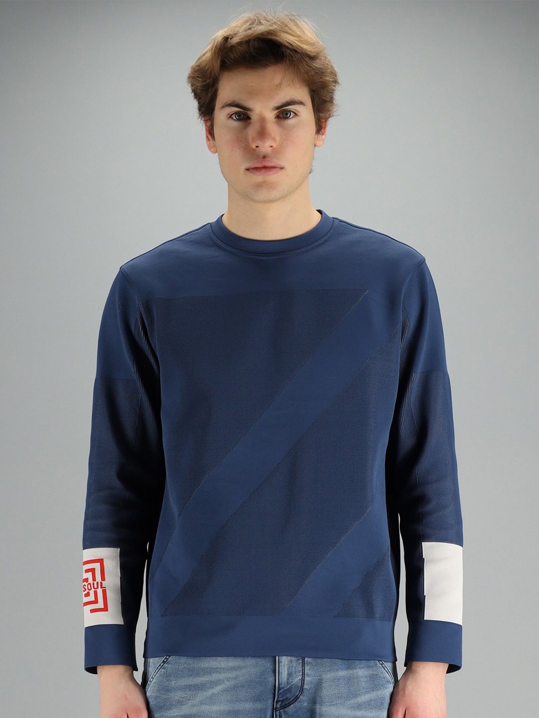 

FREESOUL Men Blue Sweatshirt