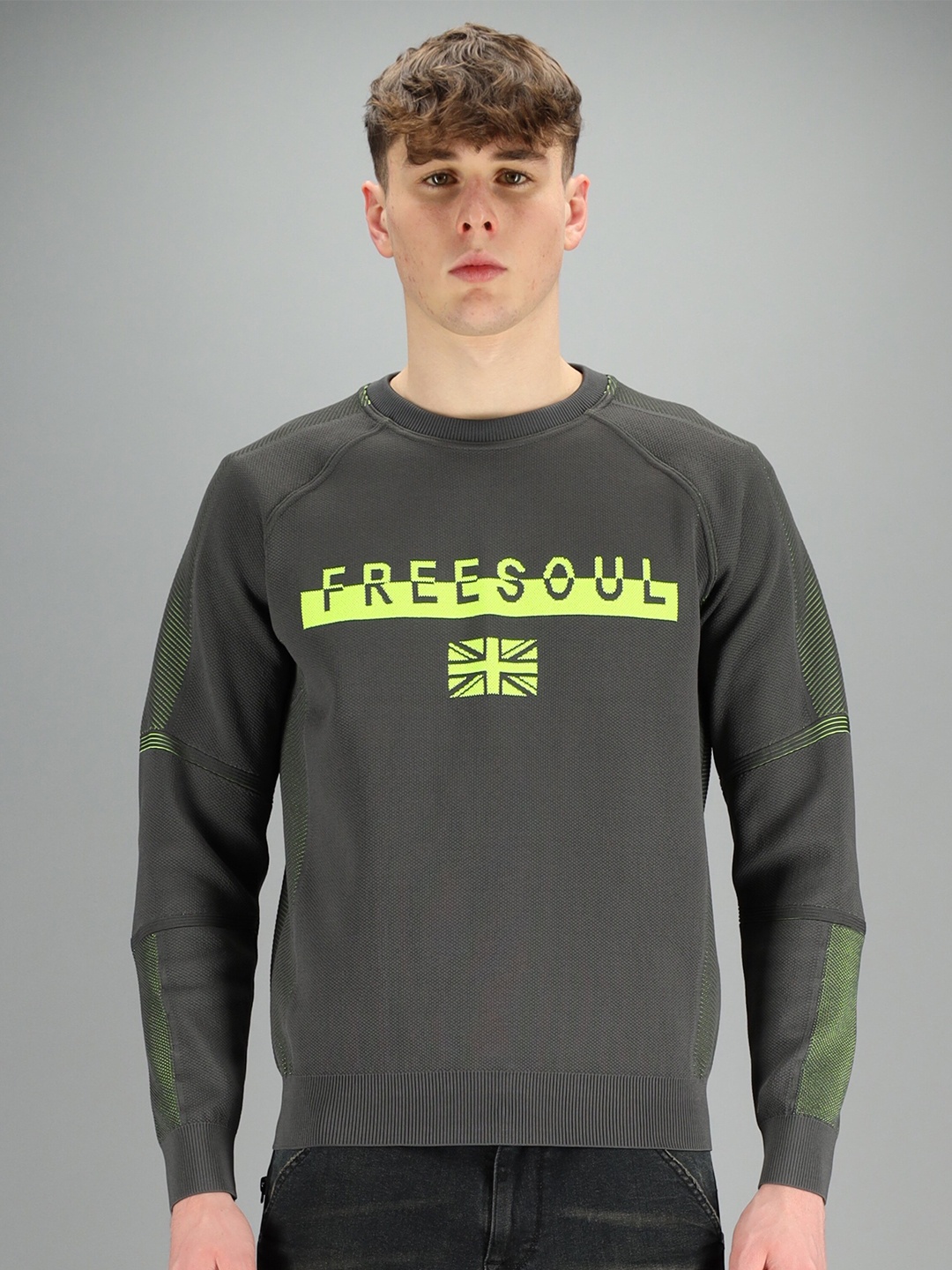 

FREESOUL Men Grey Printed Sweatshirt