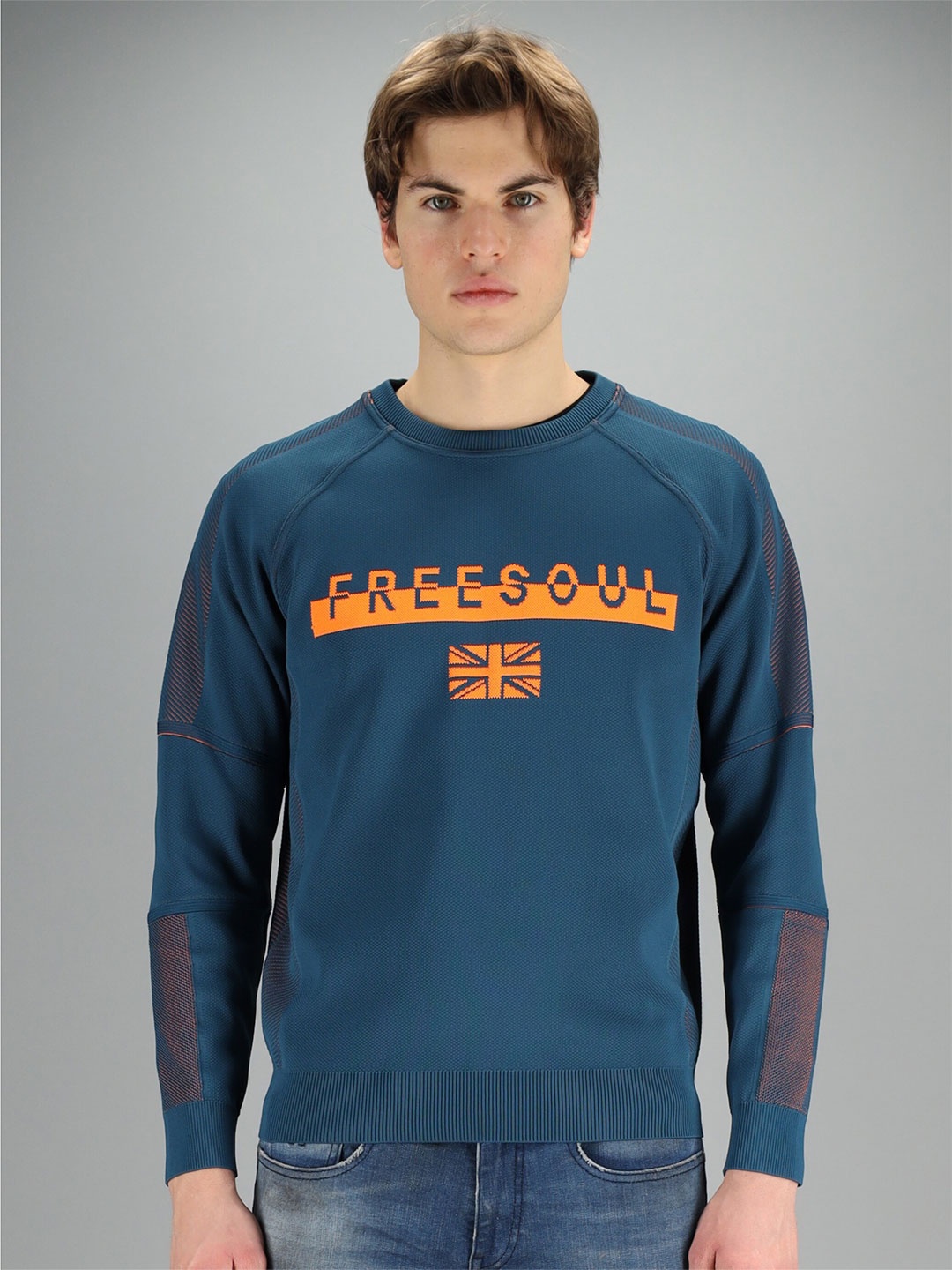 

FREESOUL Men Blue Printed Sweatshirt