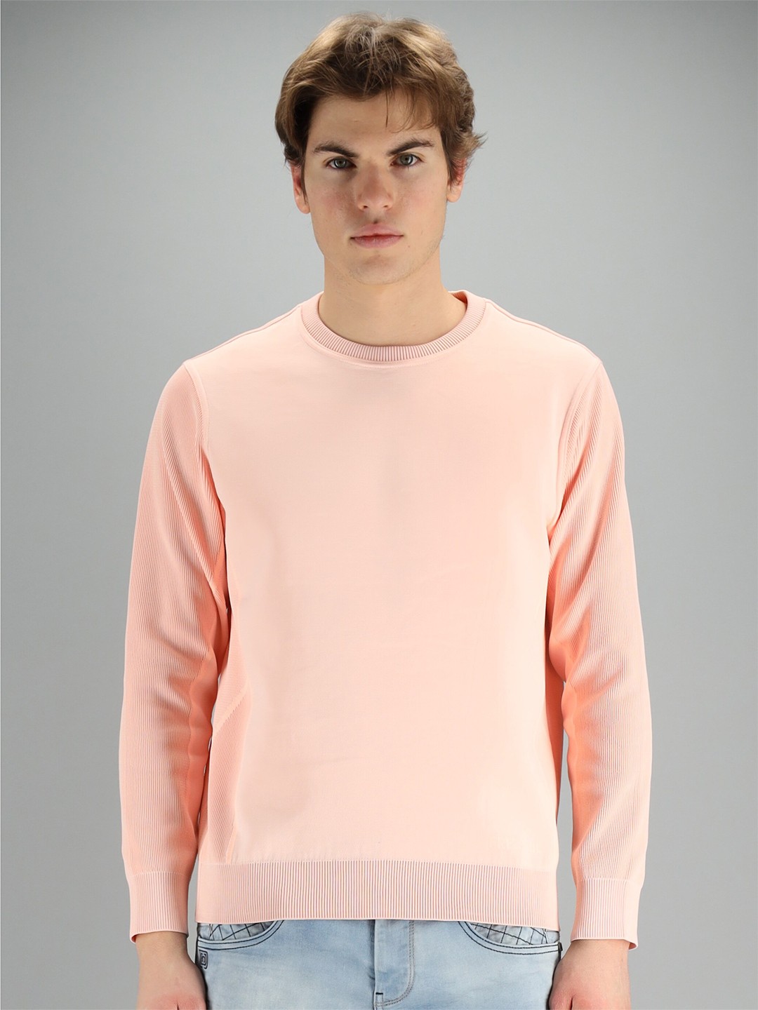 

FREESOUL Men Coral Solid Sweatshirt