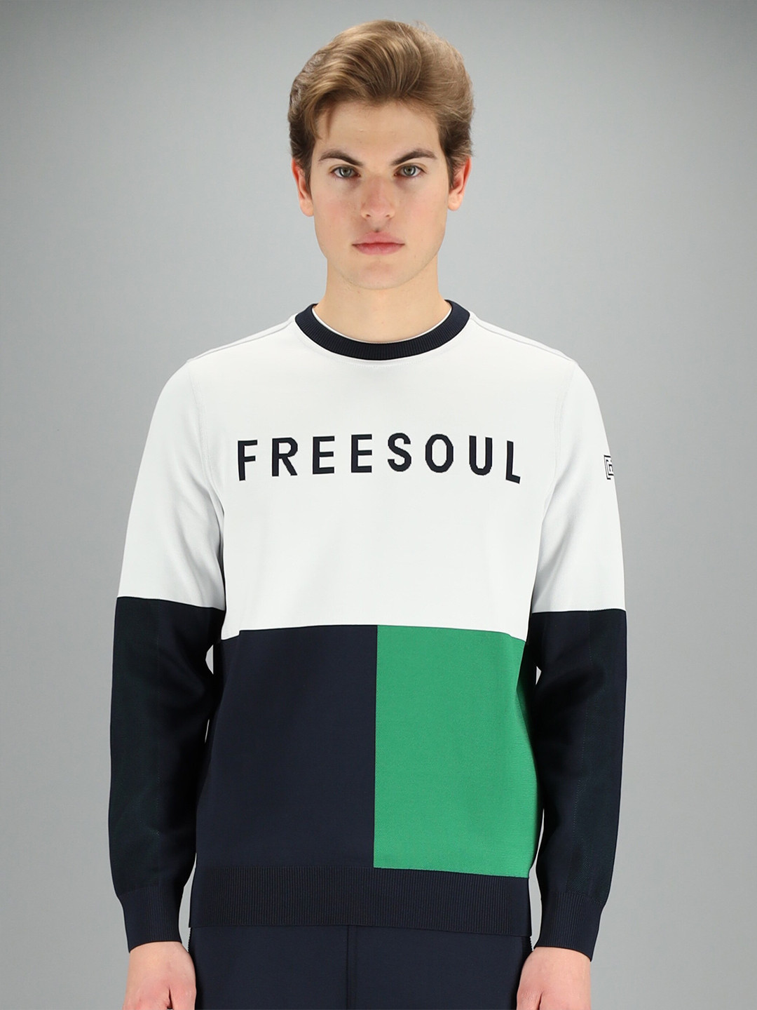 

FREESOUL Men Green Colourblocked Sweatshirt